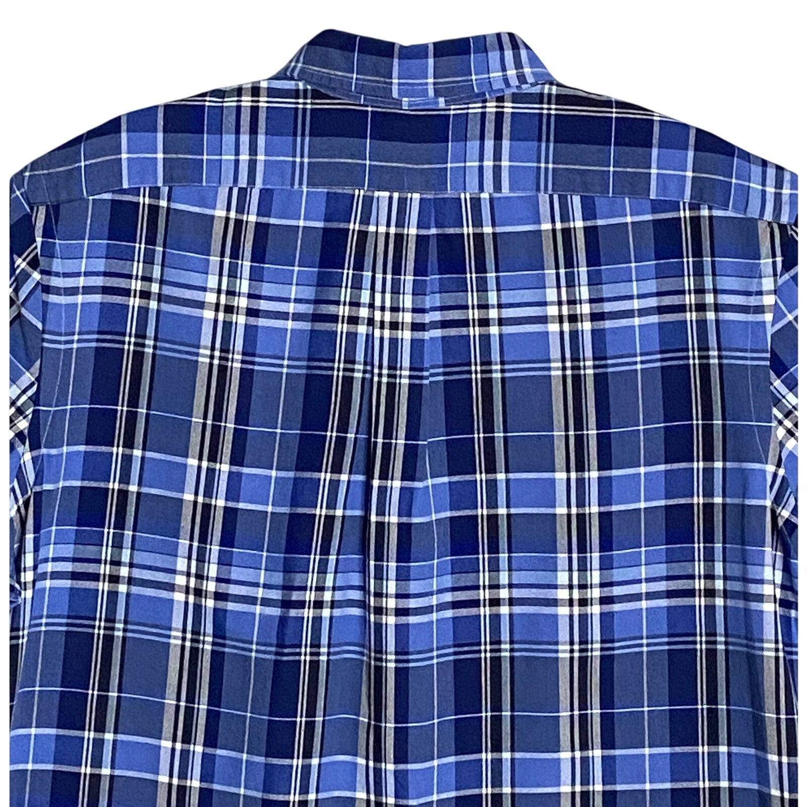 Polo Ralph Lauren Shirt Men's Medium Classic Fit Button-Down Blue Plaid