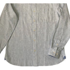 Johnston & Murphy Shirt Men's Small Button-Up Shirt Linen Blend Blue Stripes