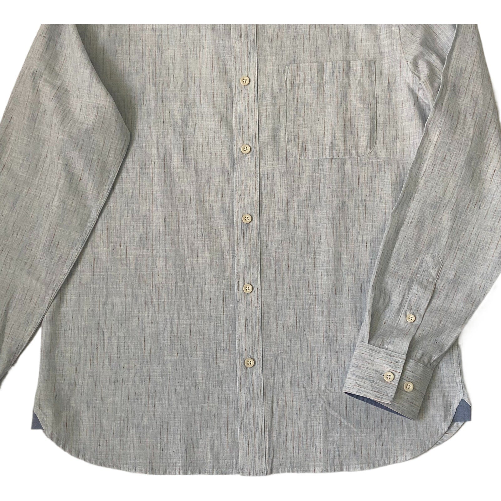 Johnston & Murphy Shirt Men's Small Button-Up Shirt Linen Blend Blue Stripes