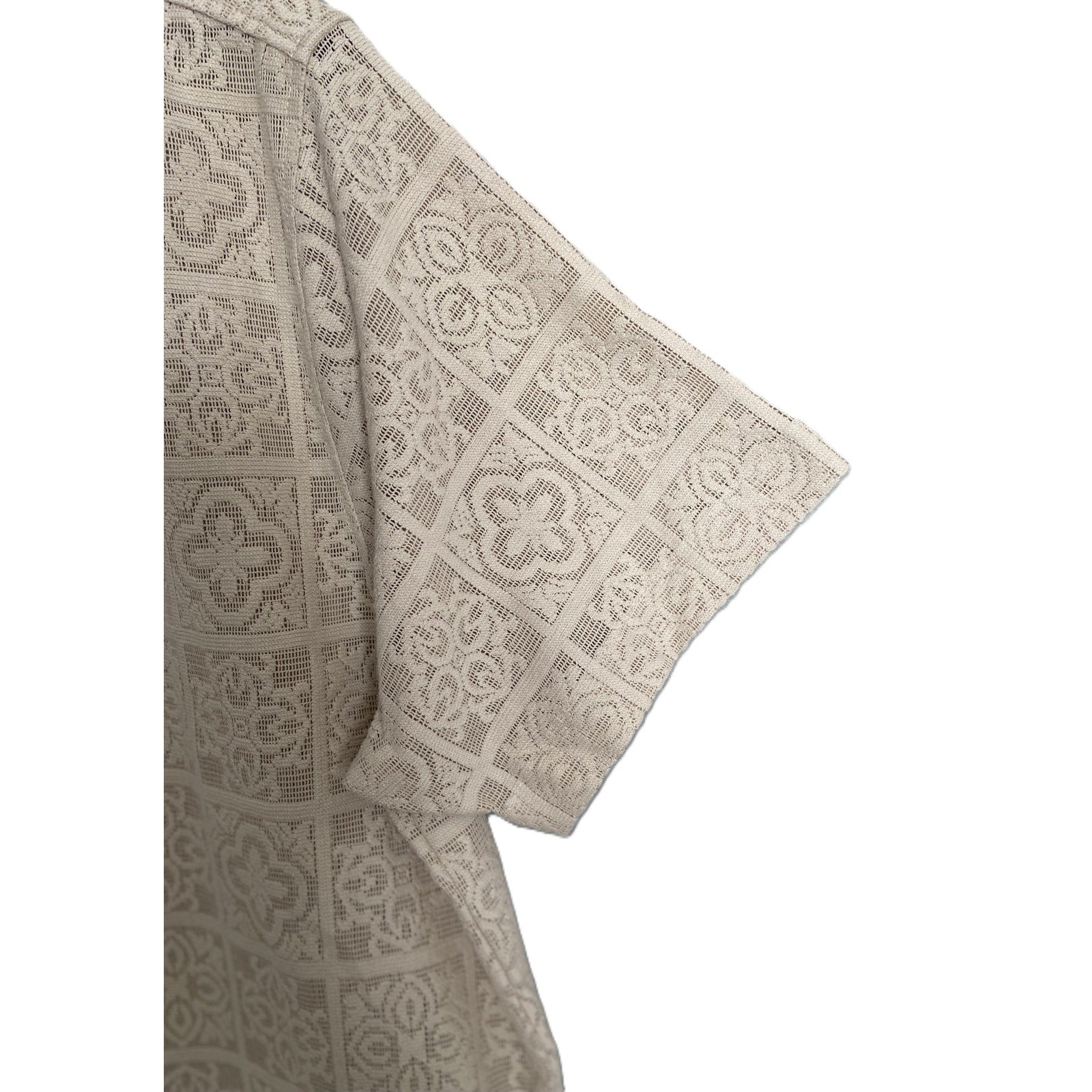 Guess Bacari Short Sleeve Shirt Men's XL Woven Cotton Blend Beige