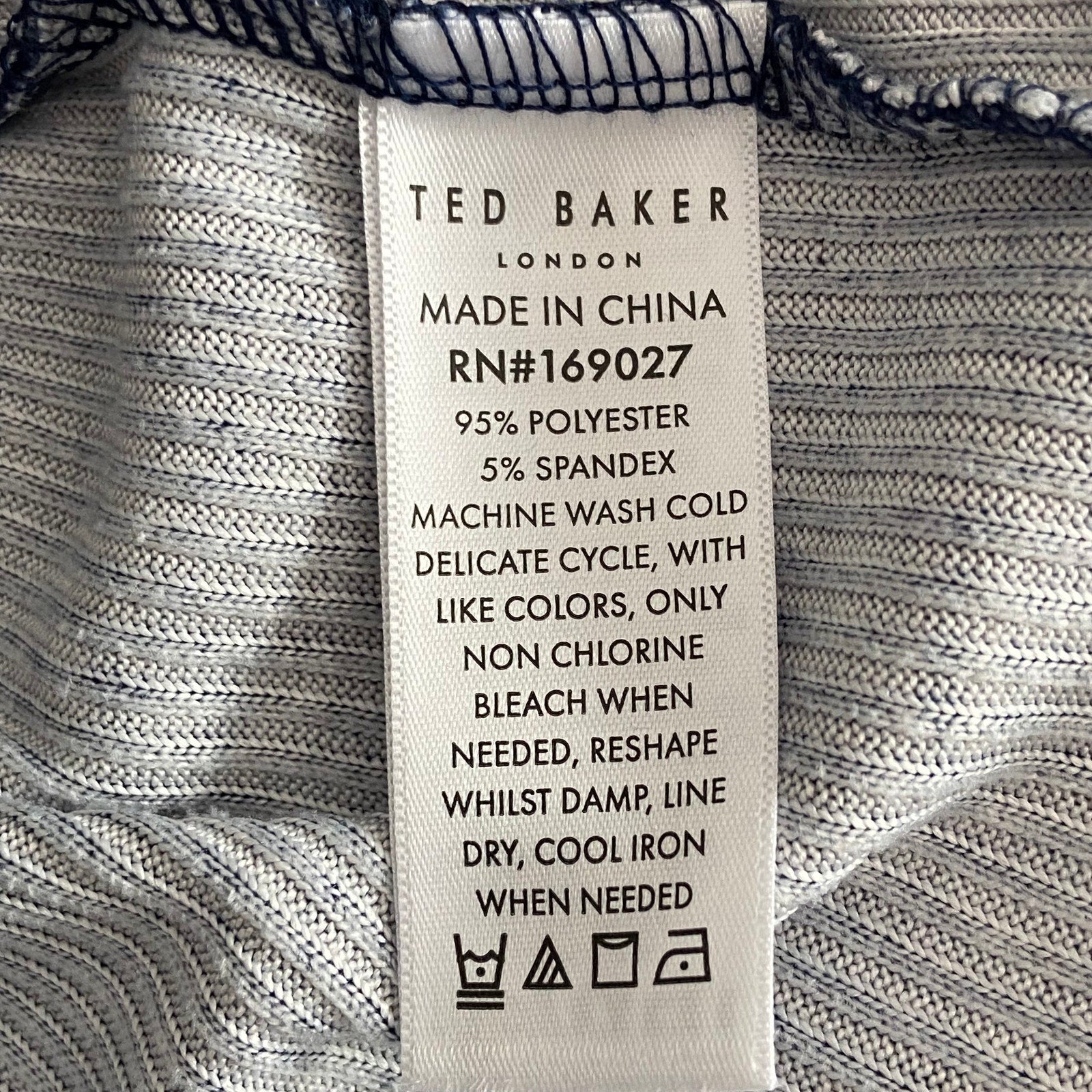 Ted Baker London T-Shirt Men's Small Ribbed Crew Neck Long Slv Navy Heather