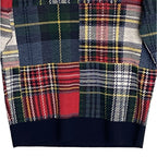 Daniel Cremieux V-Neck Sweater Men's Large Patchwork Plaid Fine Merino Wool