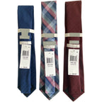 Perry Ellis Portfolio Necktie Lot of 3 Classic Width/Length Blue, Plaid, Red