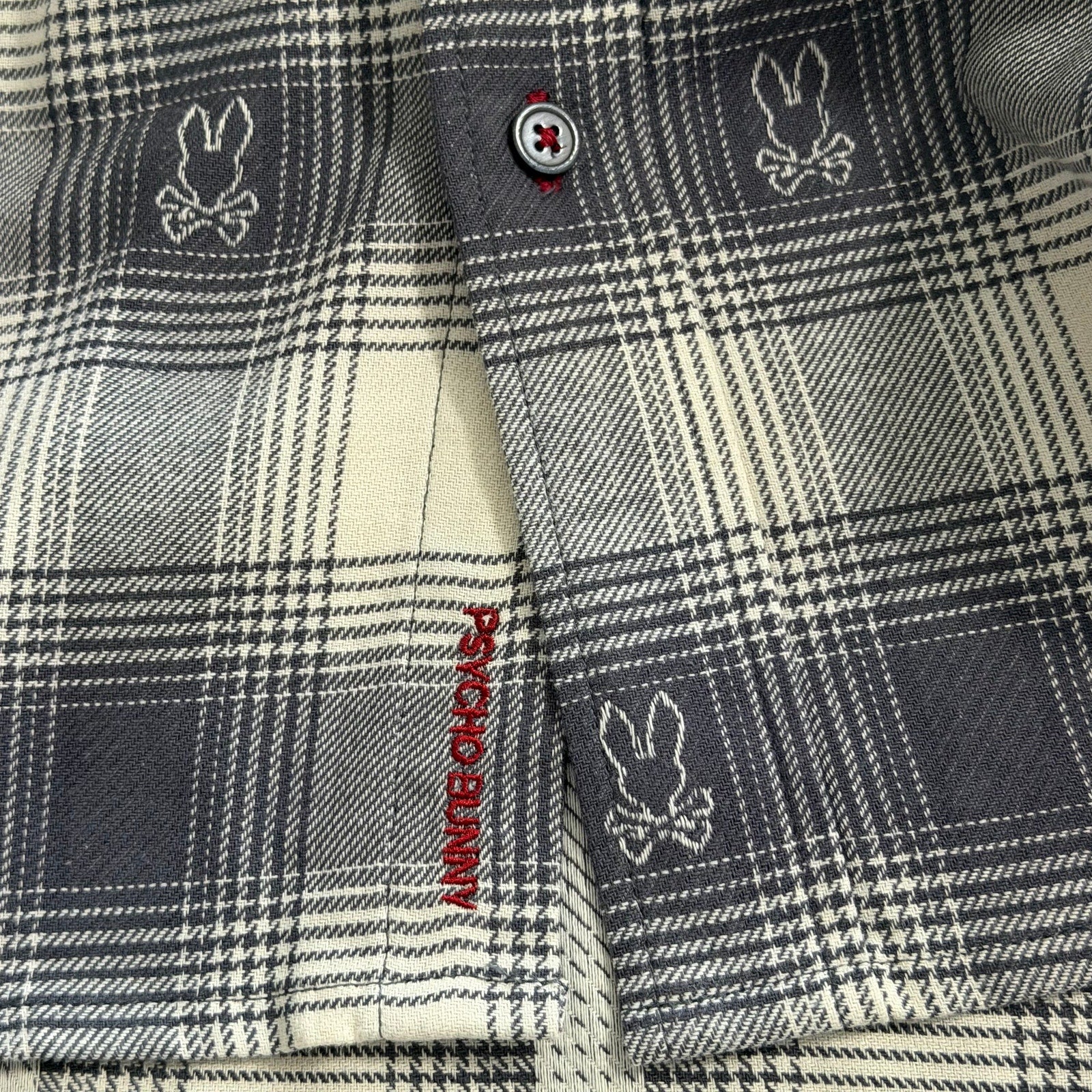 Psycho Bunny Flannel Shirt Men's XL Kurt Plaid Long Sleeve Blackened Pearl