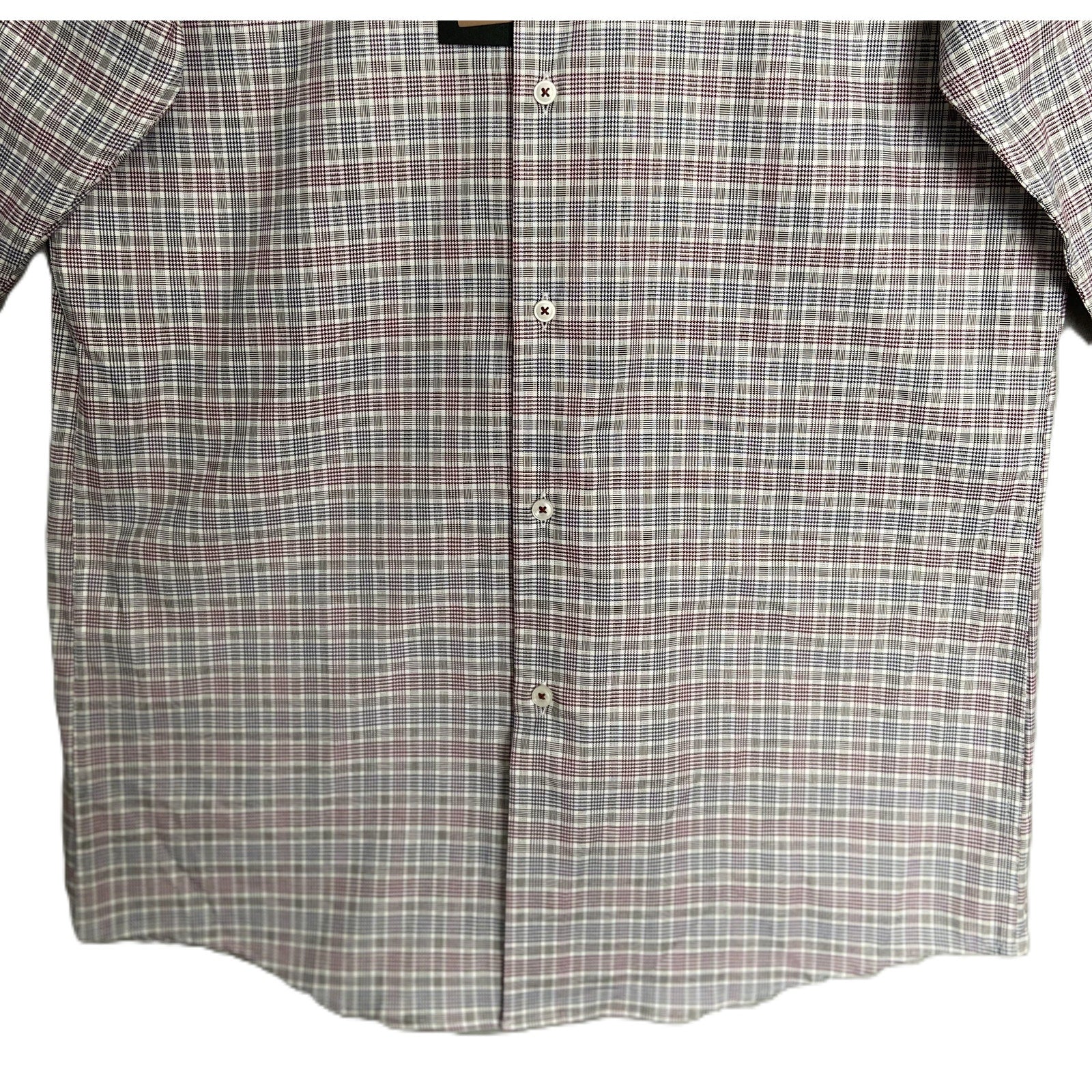 Boss Dress Shirt Men's Small 15-32/33 Sharp Fit Stretch Red & Black Plaid