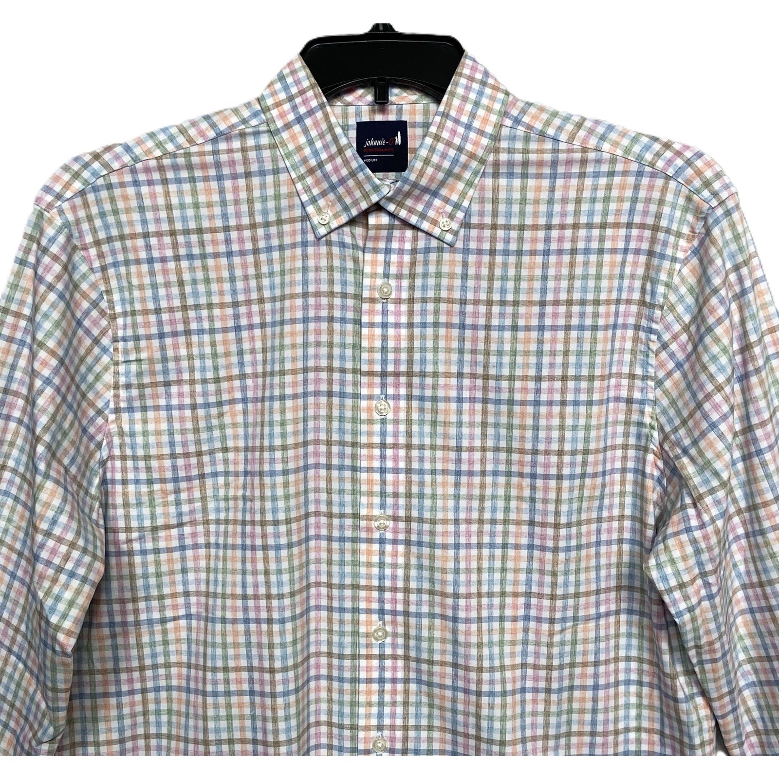 Johnnie-O Performance Shirt Men's Large Button-Down Stretch Multicolor Check