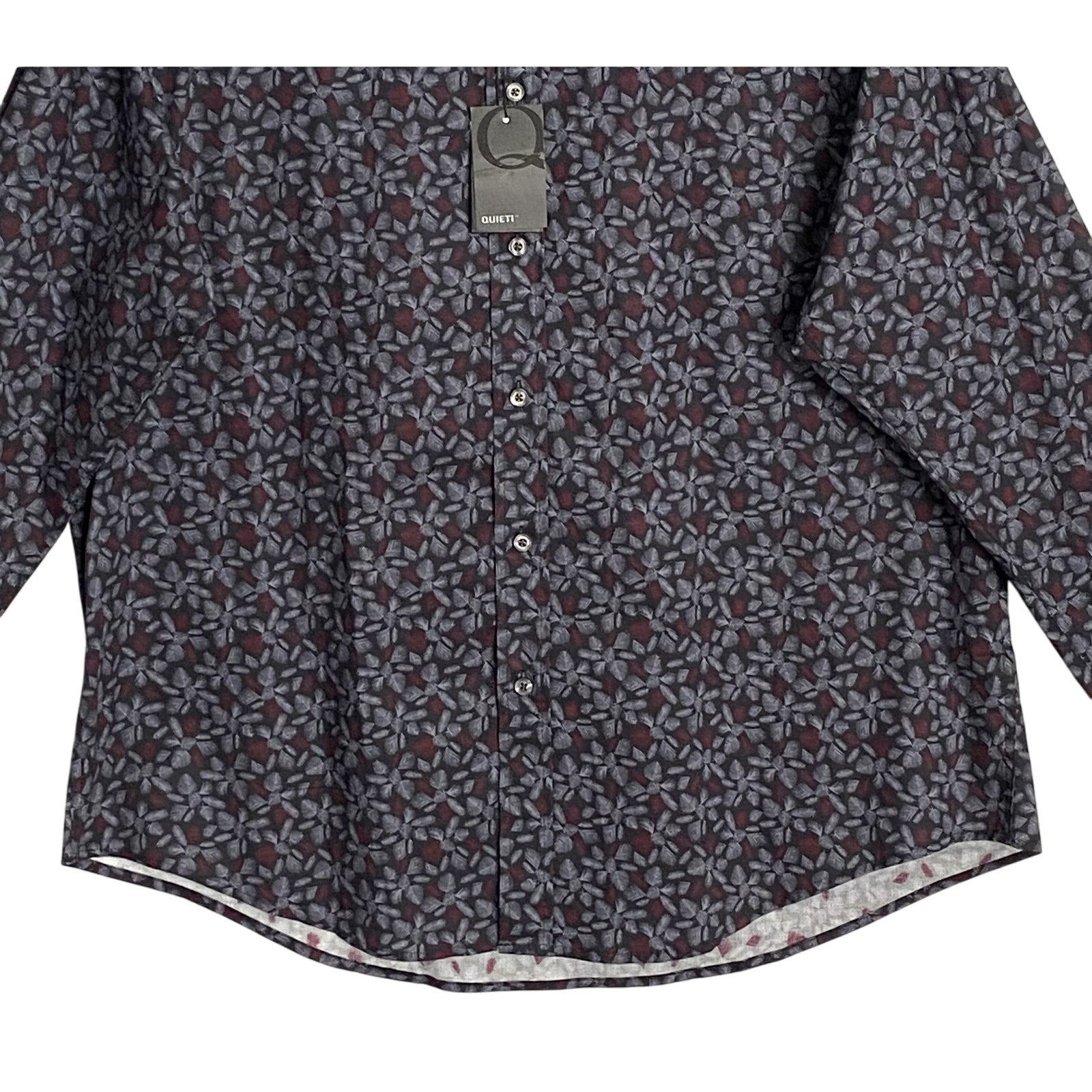 Quieti Button-Up Shirt Men's XXL Long Sleeve Stretch Cotton Black Red Floral