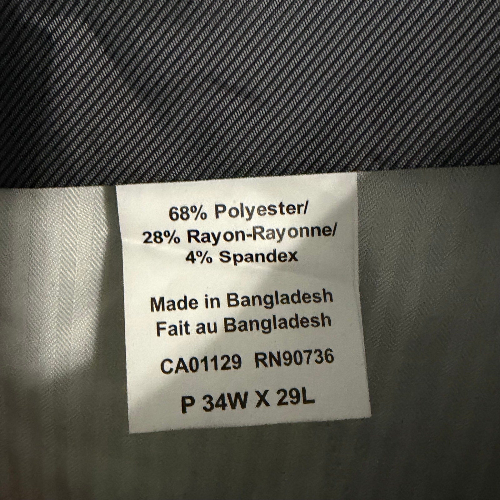 Calvin Klein Dress Pant Men's 34"x29" Slim Fit Flat Front Stretch Blue Plaid