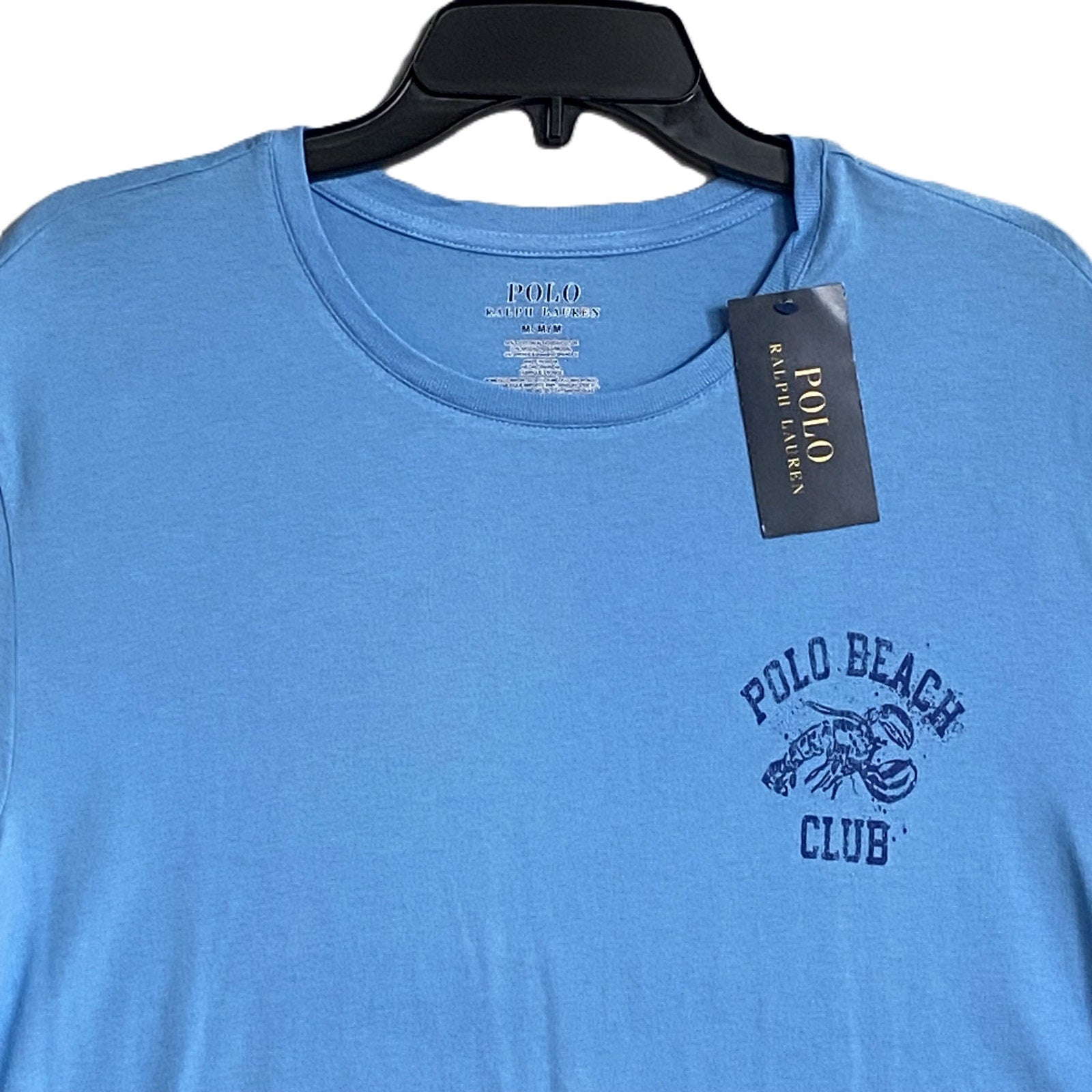 Polo Ralph Lauren T-Shirt Men's Medium "Polo Beach Club" Crew Neck Blue