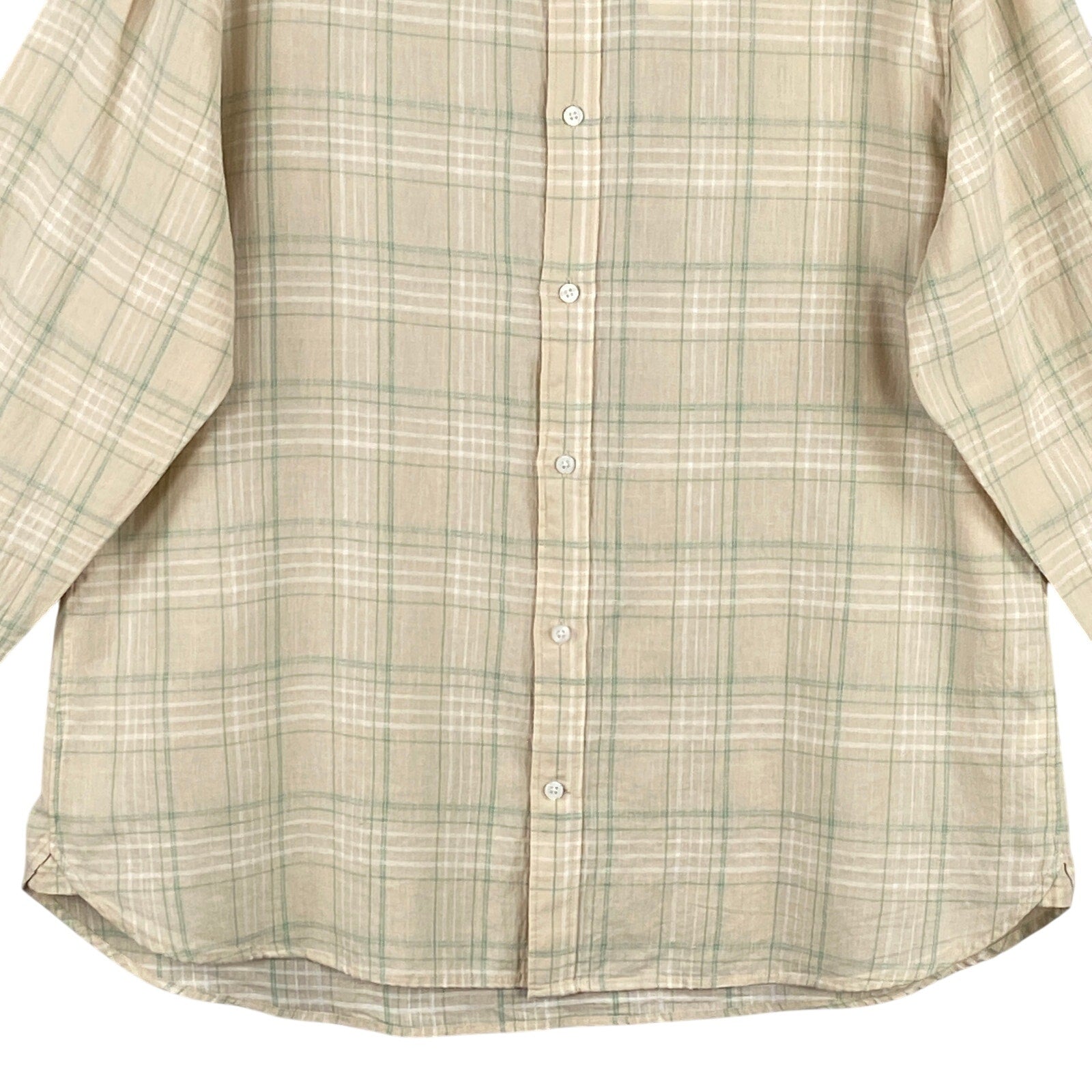 Vince Shirt Men's 2XL Classic Fit Linen Blend Long Sleeve Button-Up Shirt Beige
