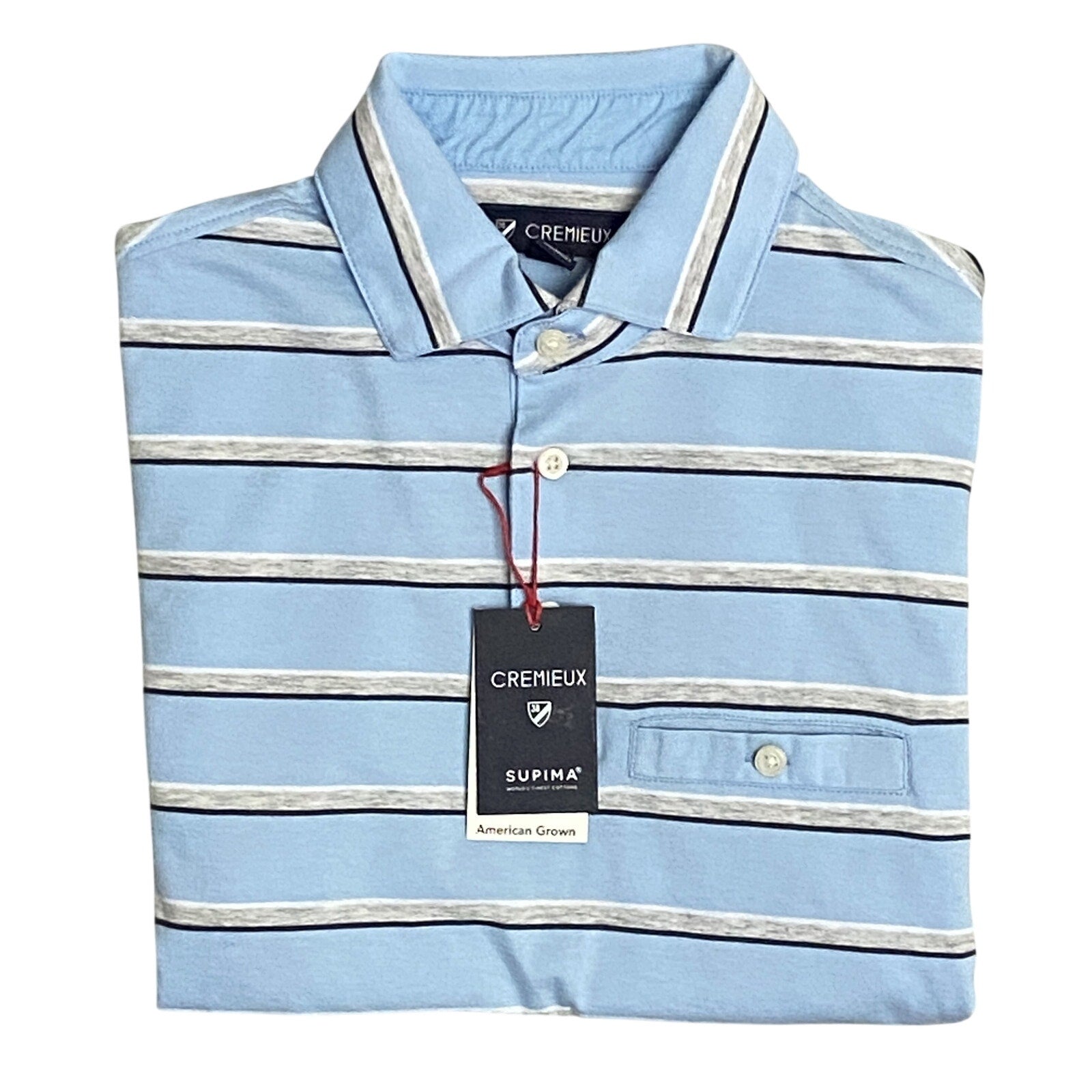 Daniel Cremieux Shirt 38 Men's Small Pima Cotton Polo Blue & Gray Stripe