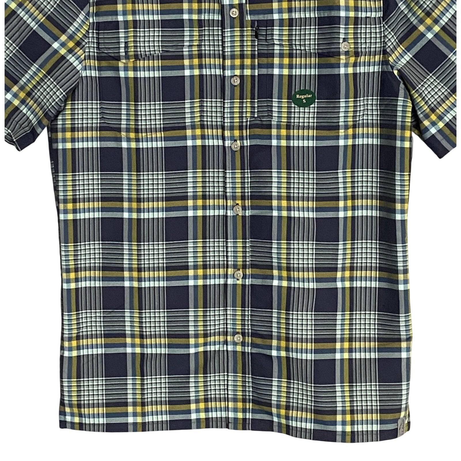 L.L. Bean Casual Shirt Men's Small SunSmart Cool Weave Navy Night Plaid