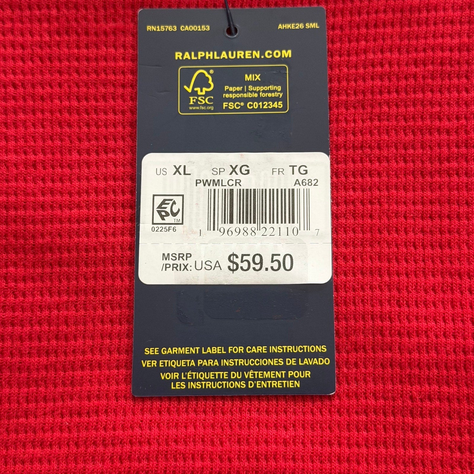 Polo Ralph Lauren Sleepwear Men's XL Crew Neck Long Sleeve Shirt Red Blue