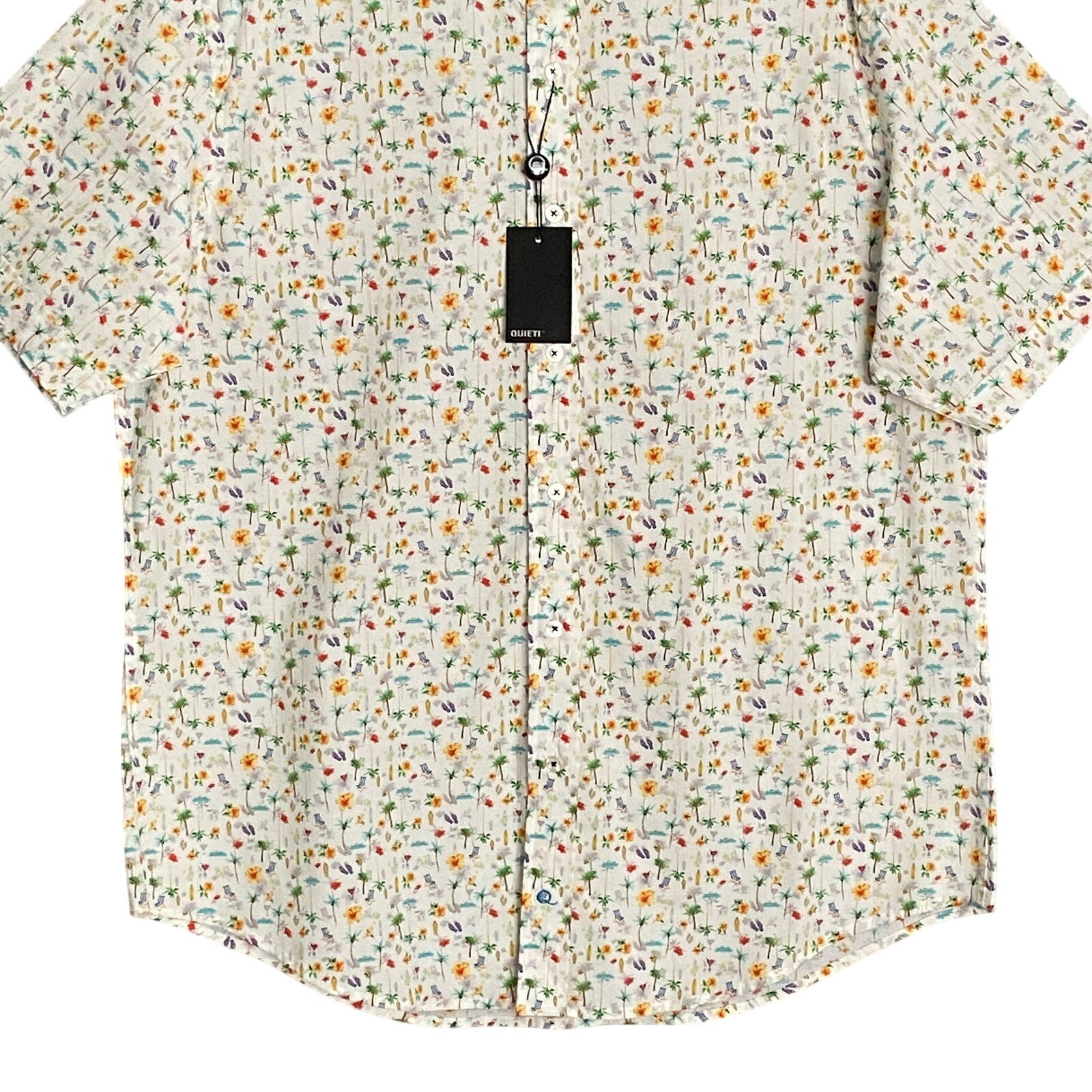 Quieti Shirt Men's XL Short Sleeve Button-Down Shirt Beach Them Print