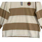 Lacoste Striped Rugby Polo Men's XXL Relaxed Fit Long Sleeve Beige