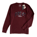 Tommy Hilfiger Tee Men's XL Long Sleeve Waffle-Knit Crew Neck Maroon