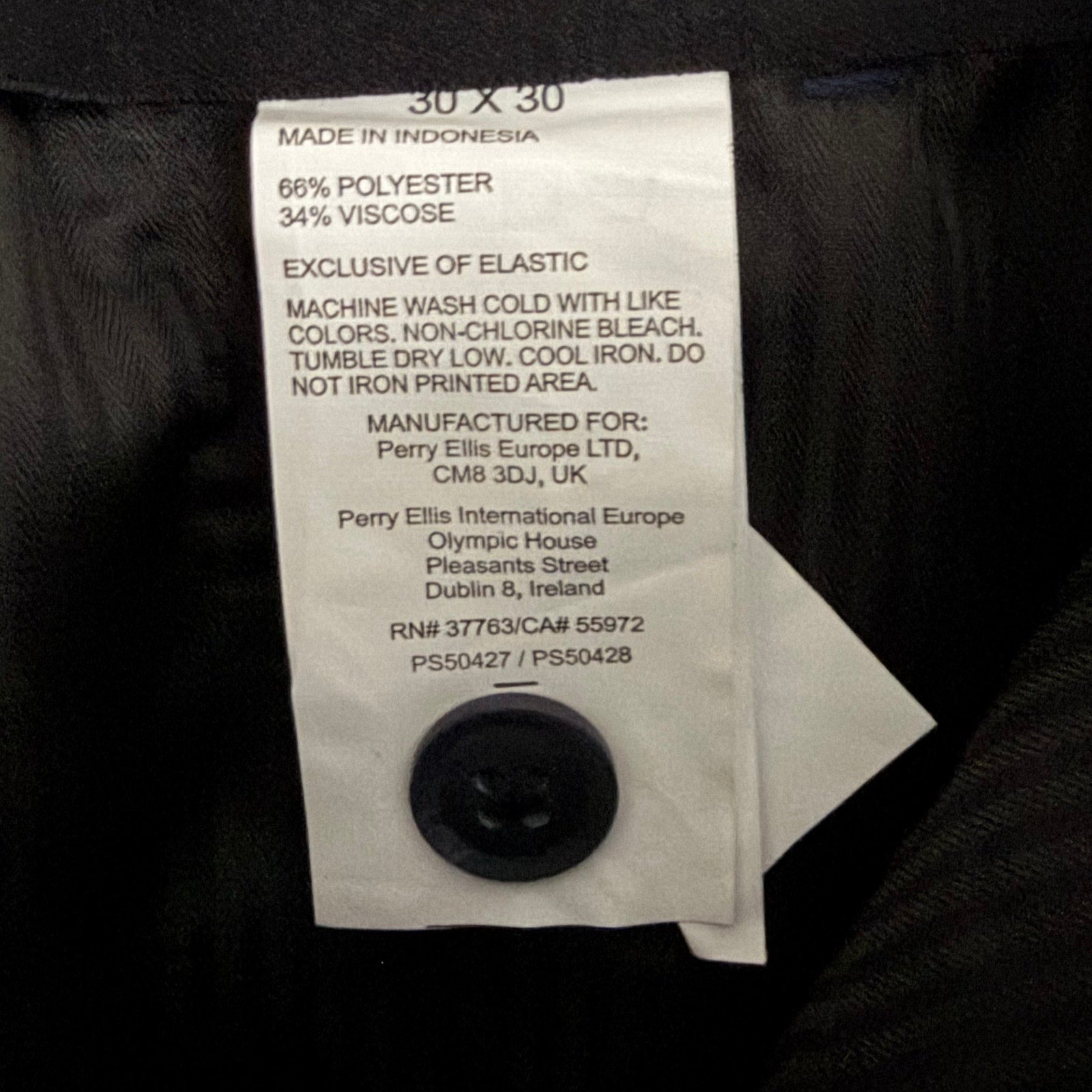 Perry Ellis Portfolio Pants Men's 30"x30" Slim Fit Flat Front Total Eclipse