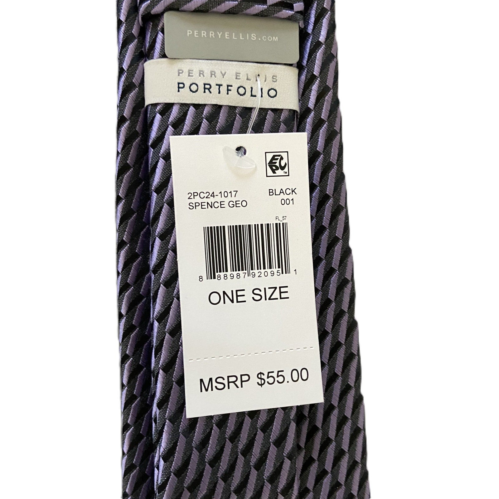 Perry Ellis Portfolio Necktie Lot of 2 Classic Width/Length Black Magenta