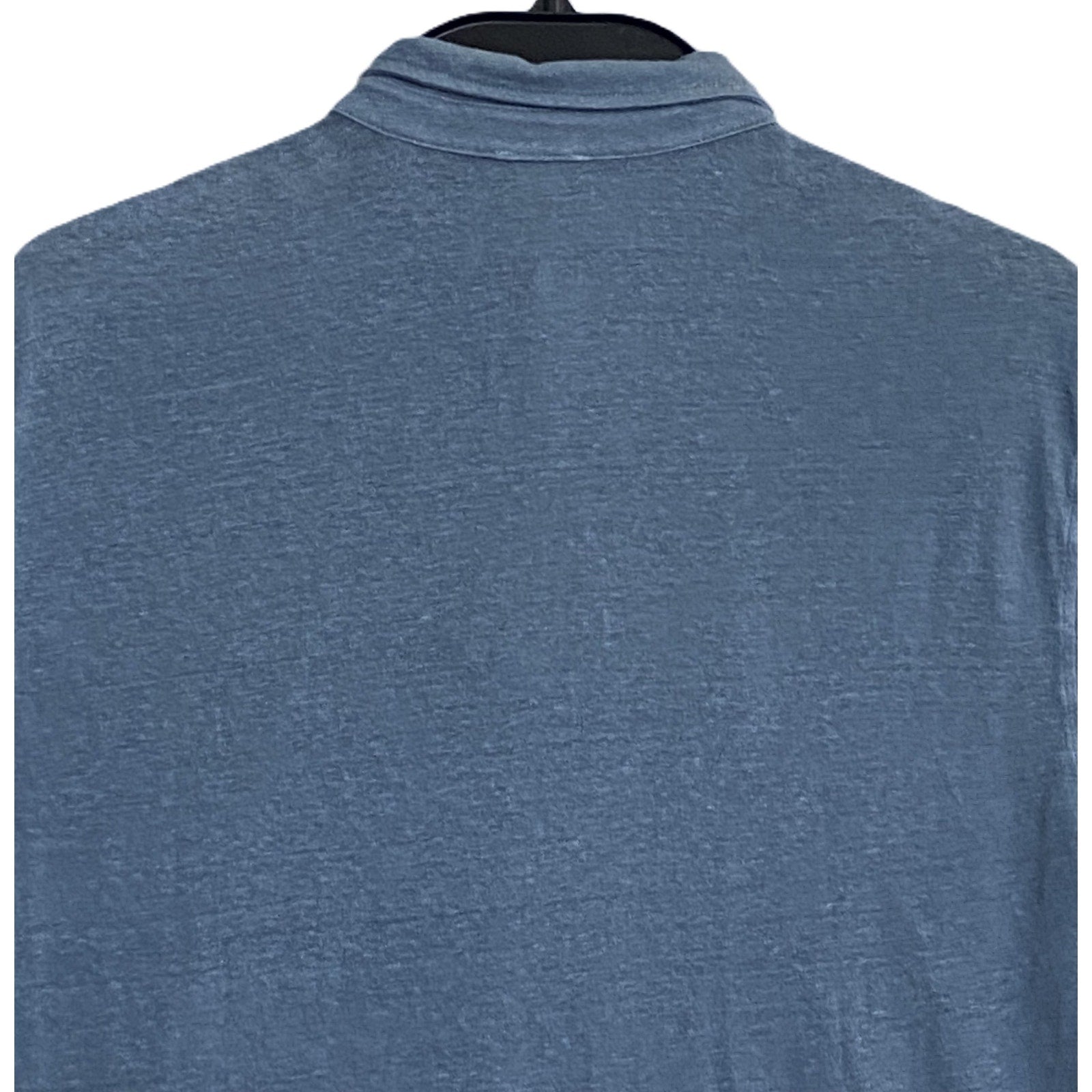 Faherty Polo Shirt Men's Large Reserve Short Sleeve Linen Deep Marine Blue