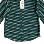 Penguin Shirt Men's Small Long Sleeve Button-Down Shirt Green Geo Print