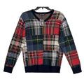 Daniel Cremieux V-Neck Sweater Men's Large Patchwork Plaid Fine Merino Wool