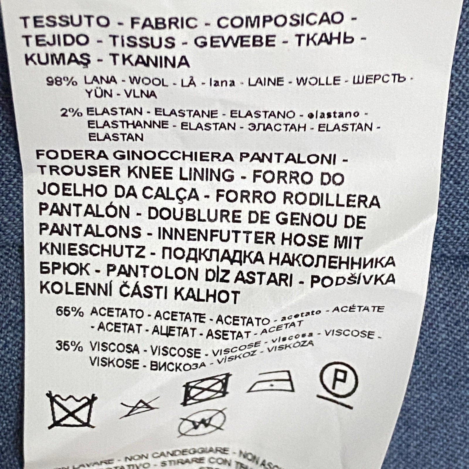 Armani Exchange Dress Pant Men's 30W Flat Front Raw Hem Stretch Wool Blue