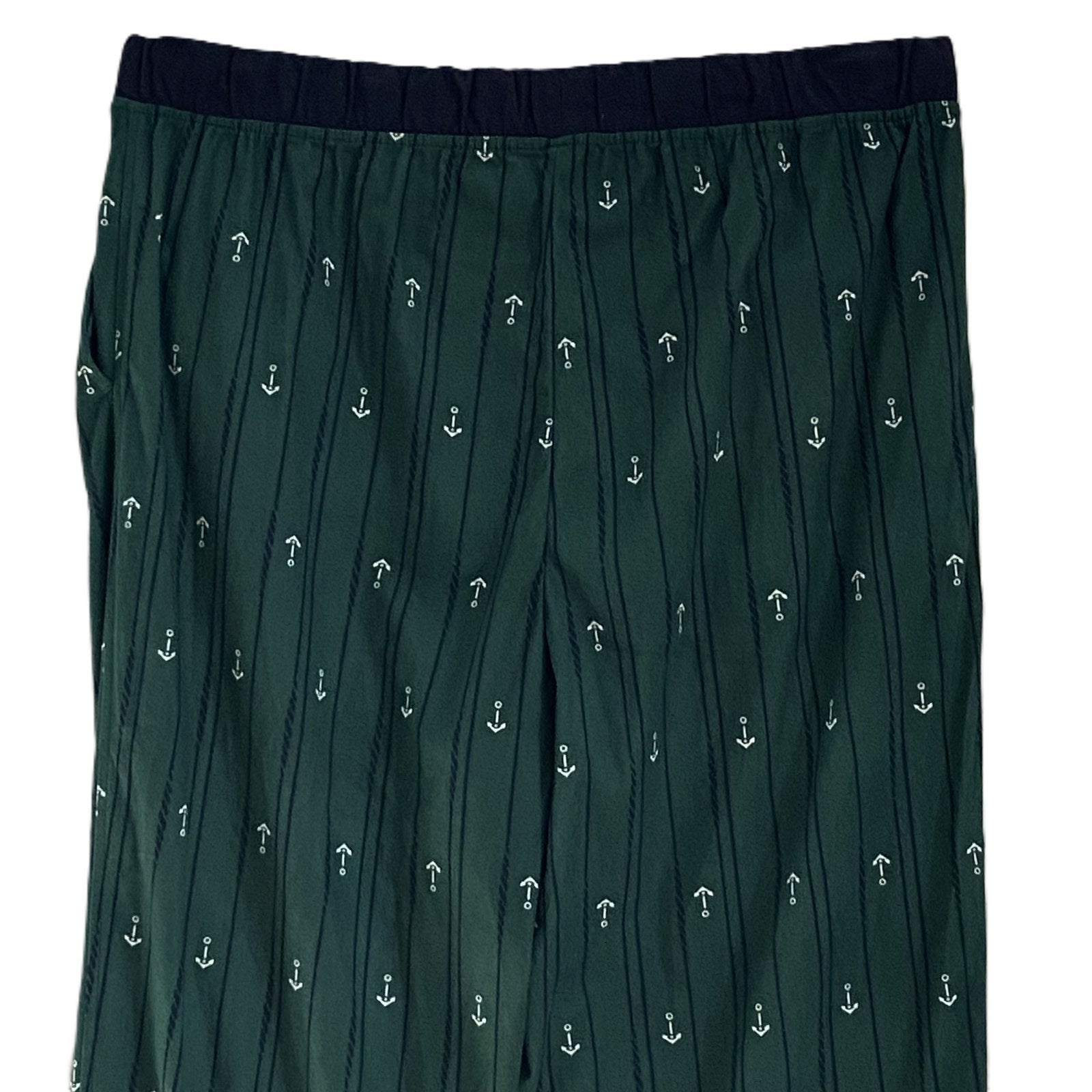 Nautica Sleep Pant Men's Large Fleece Elastic Waist Pockets Green