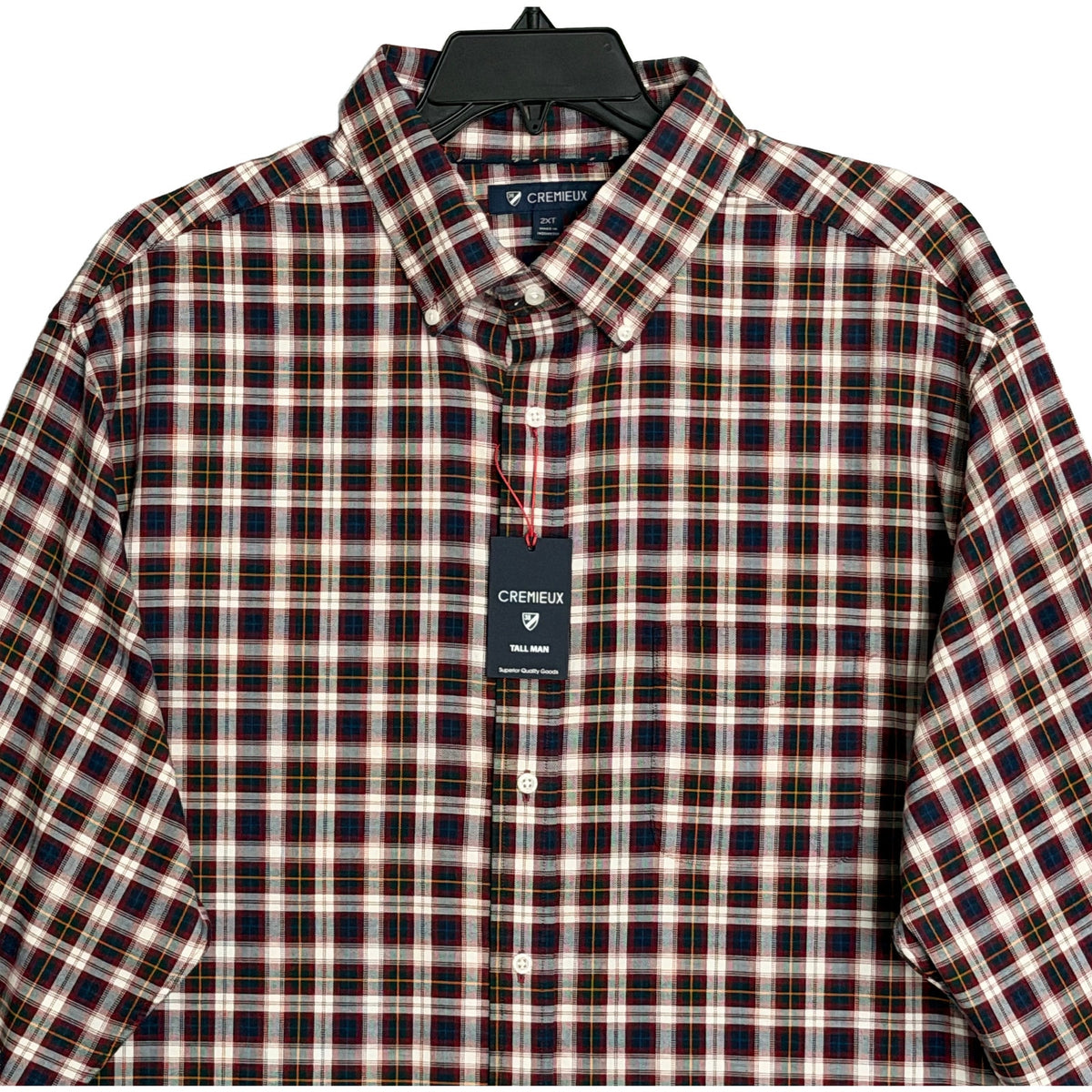 Daniel Cremieux Dress Shirt Men's 2XT Big & Tall Button-Down Stretch Plaid