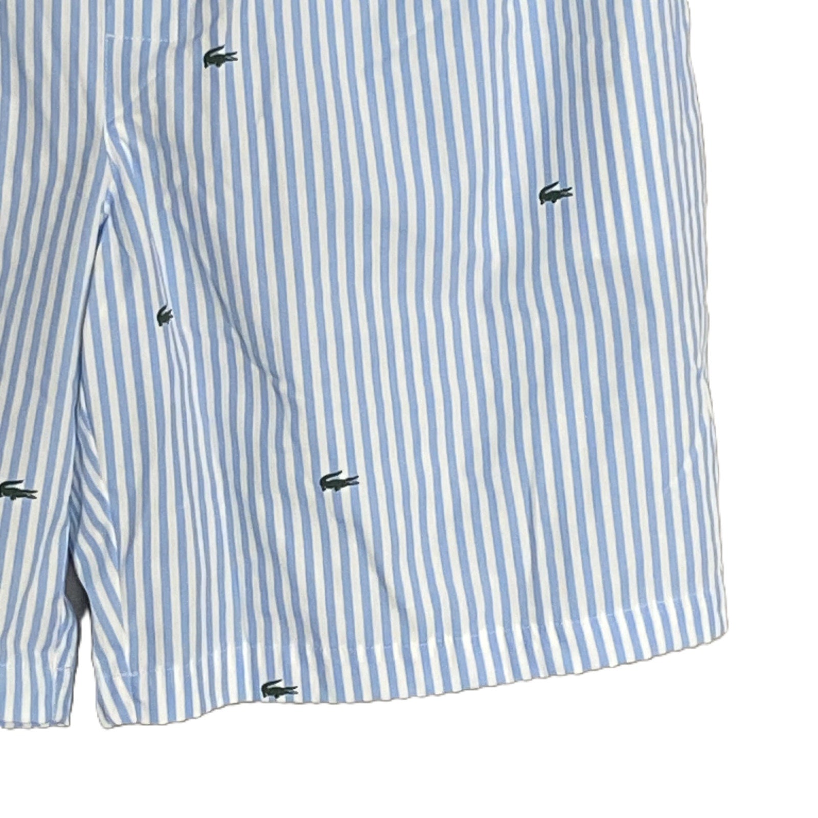 Lacoste Sleepwear Men's XL Poplin Pajama Shorts Cotton Blue Pinstripe NEW