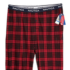Nautica Sleep Pant Men's Large RestLuxe Elastic Waist Pockets Red/Black Check