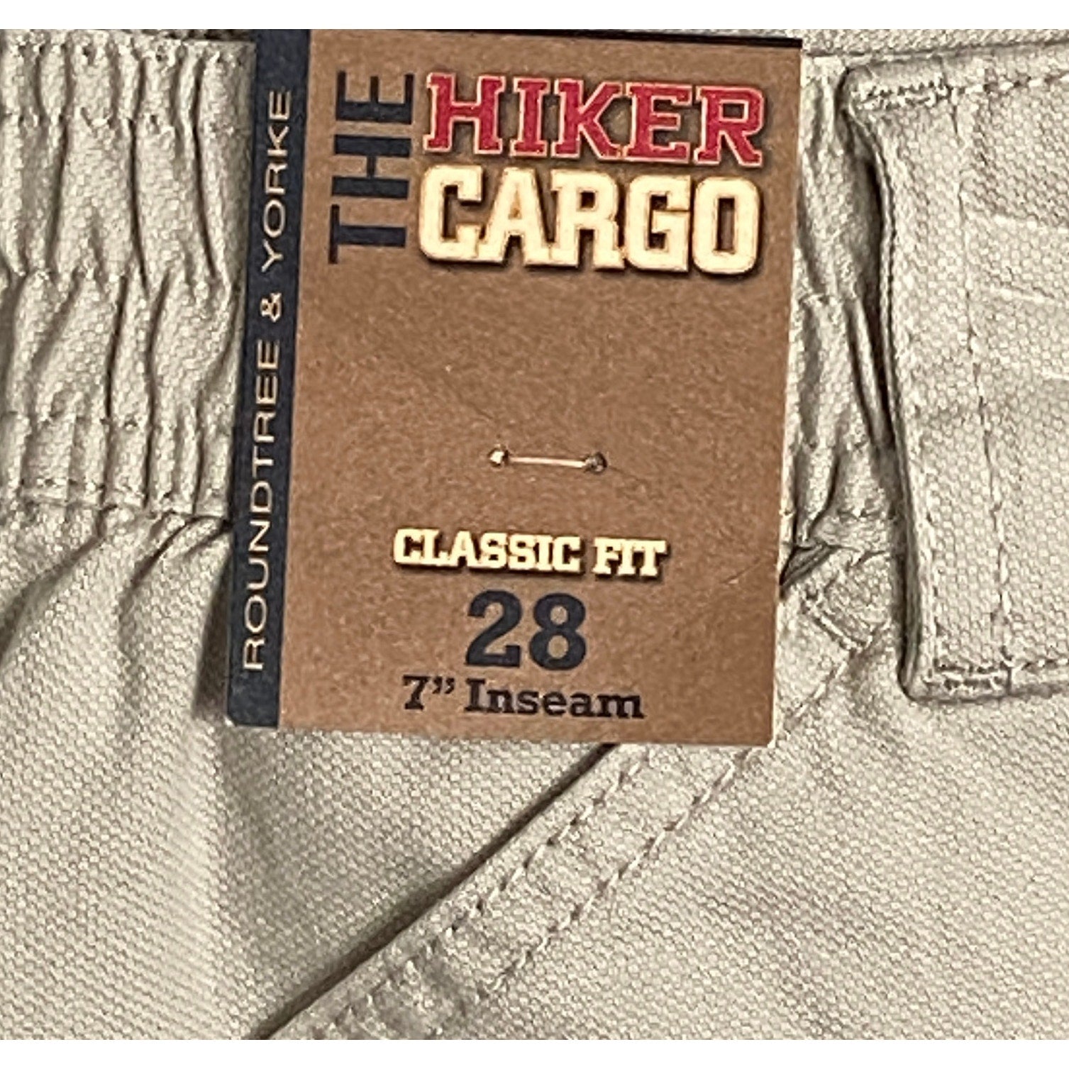 Roundtree & Yorke Shorts Men's 28W Cargo Shorts Classic Fit 7" Inseam Khaki