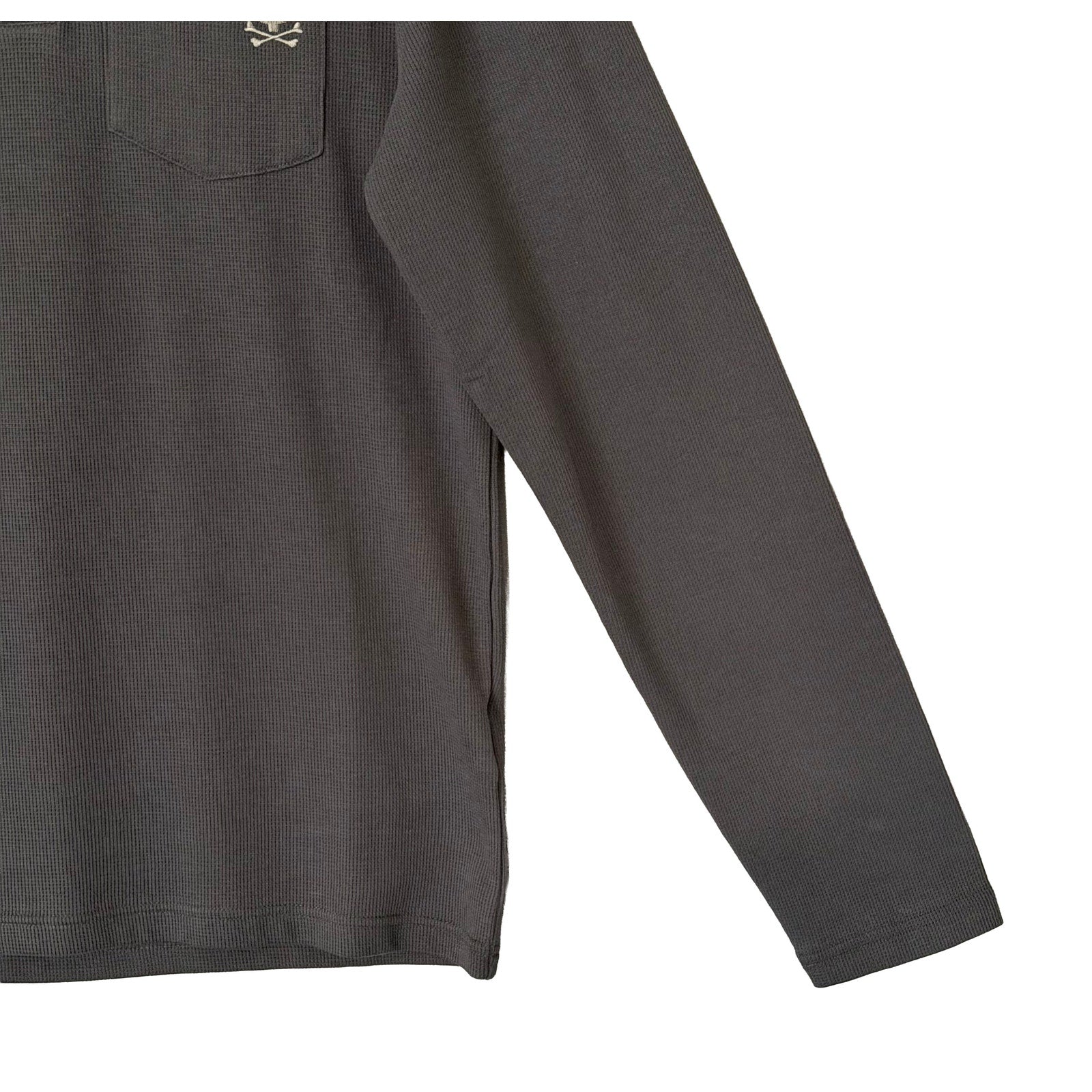 Psycho Bunny Henley T-Shirt Men's Medium Long Sleeve Chest Pocket Dark Gray