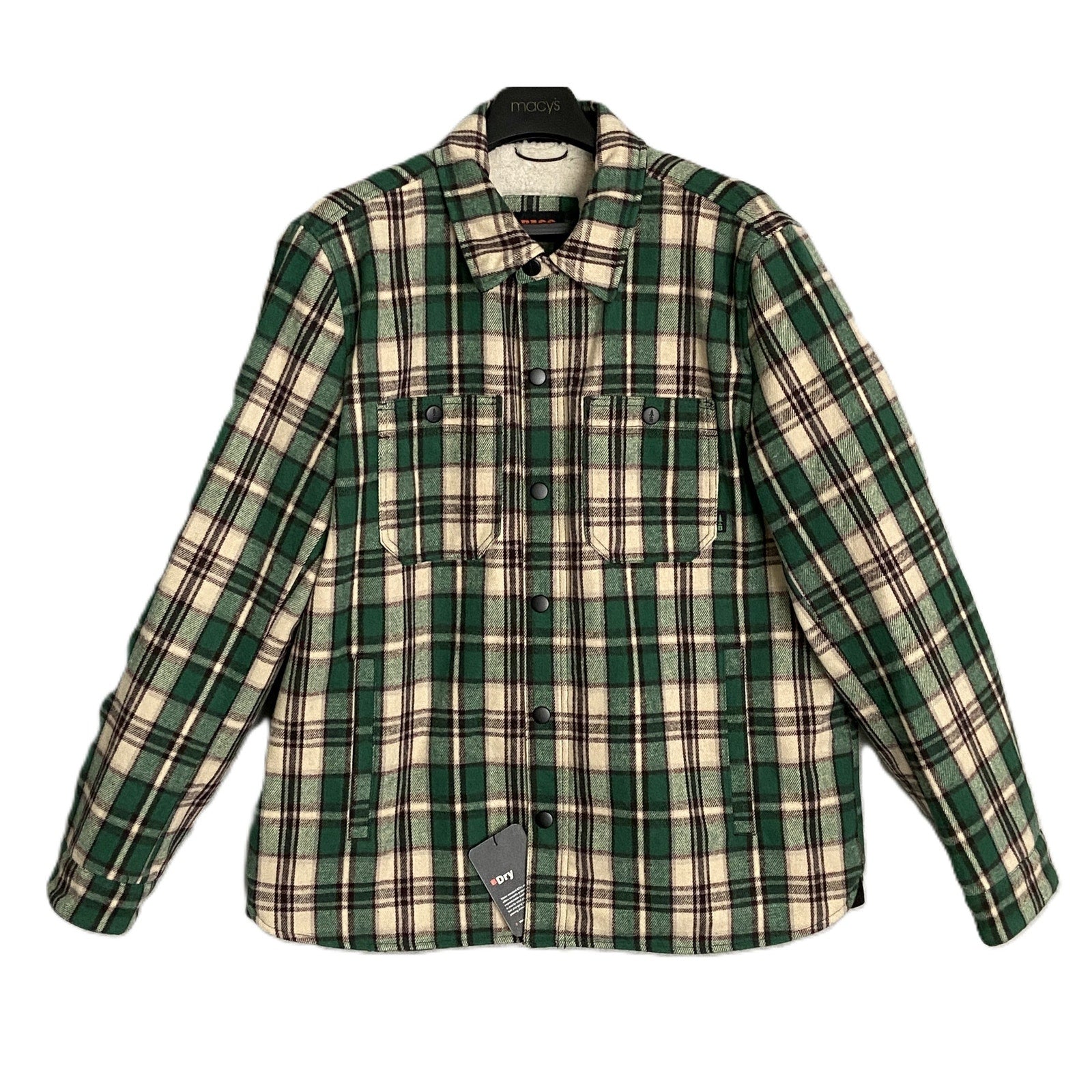 Bass Outdoors Men's Large Sherpa-Lined Jacket Green Plaid