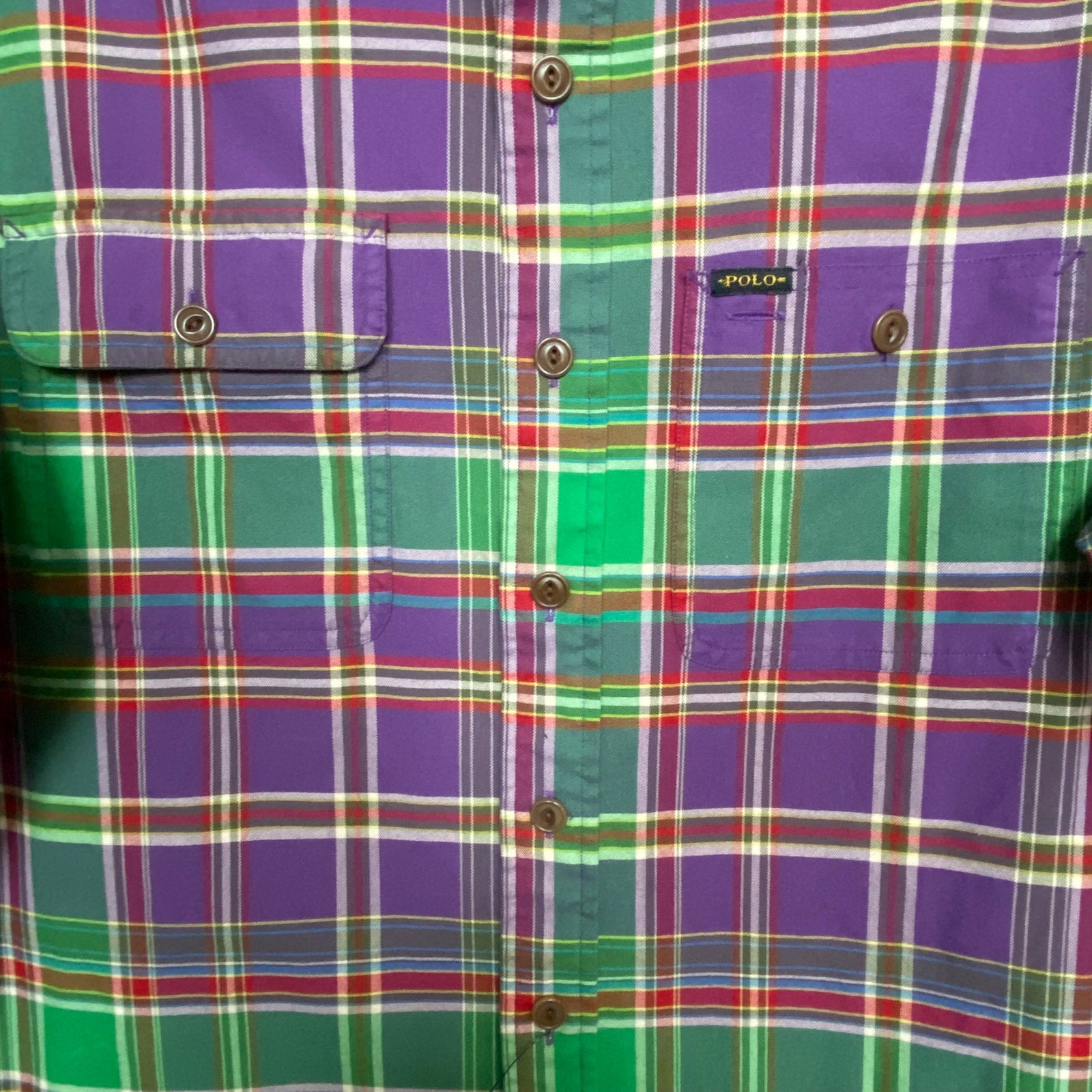Polo Ralph Lauren Shirt Men's Small Classic Fit Long Slv Purple/Green Plaid