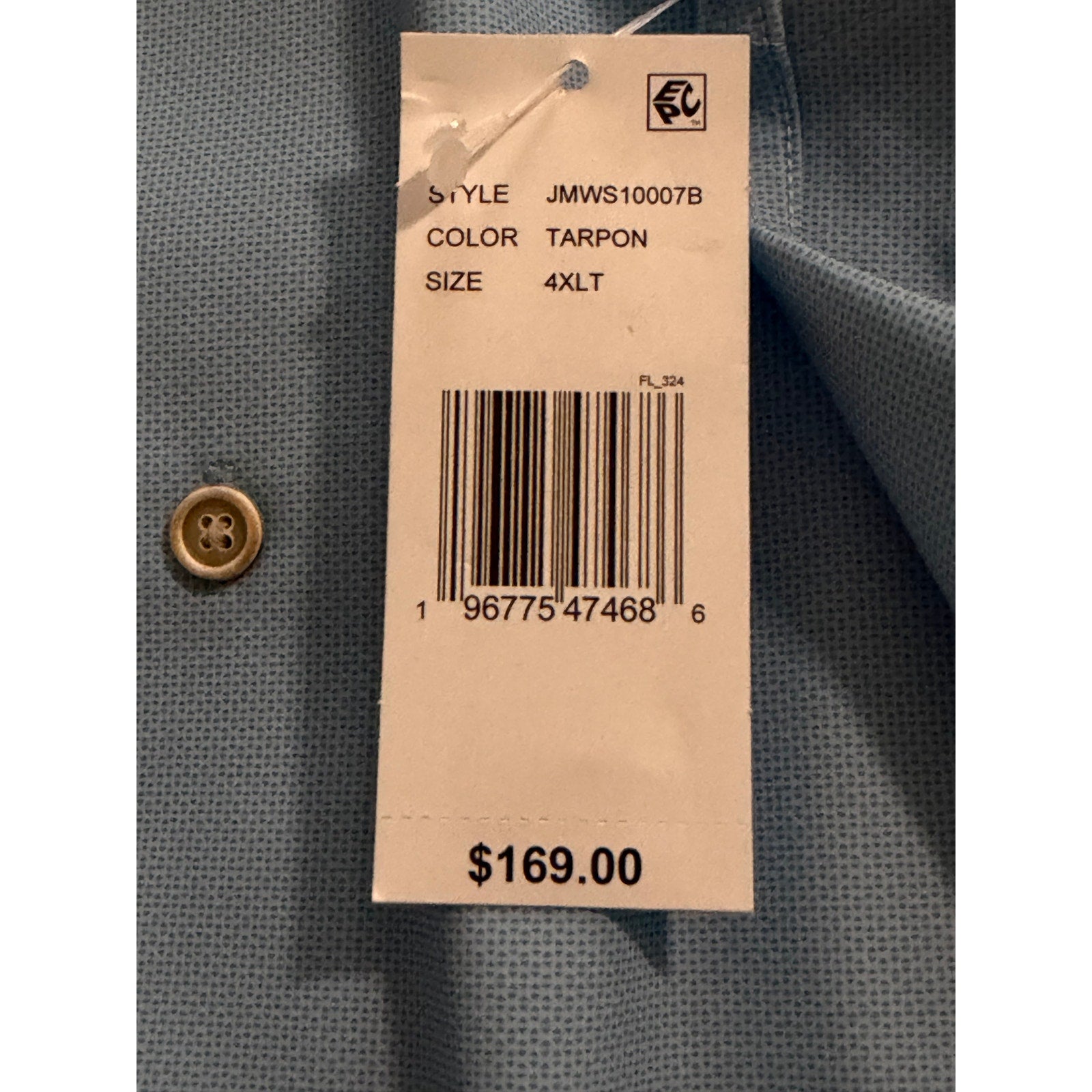 Johnnie-O Dress Shirt Men's 4XLT Big & Tall Short Sleeve Button-Up Blue