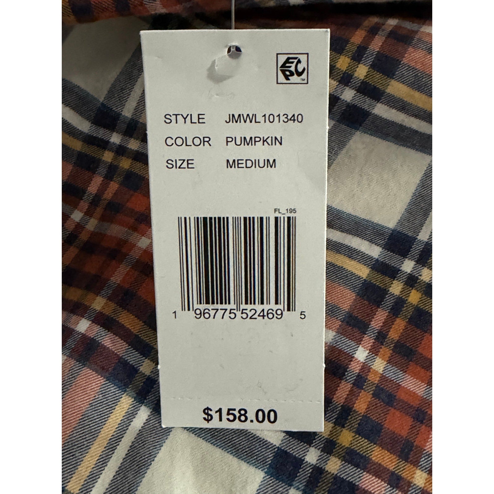 Johnnie-O Knick Performance Men's Medium Flannel Button-Down Shirt Pumpkin