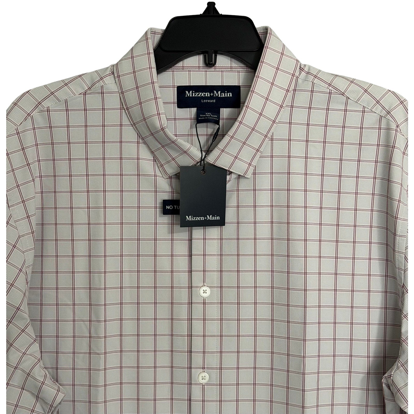 Mizzen+Main Shirt Men's XXL Leeward Trim Fit Long Slv Aluminum Hampton Plaid