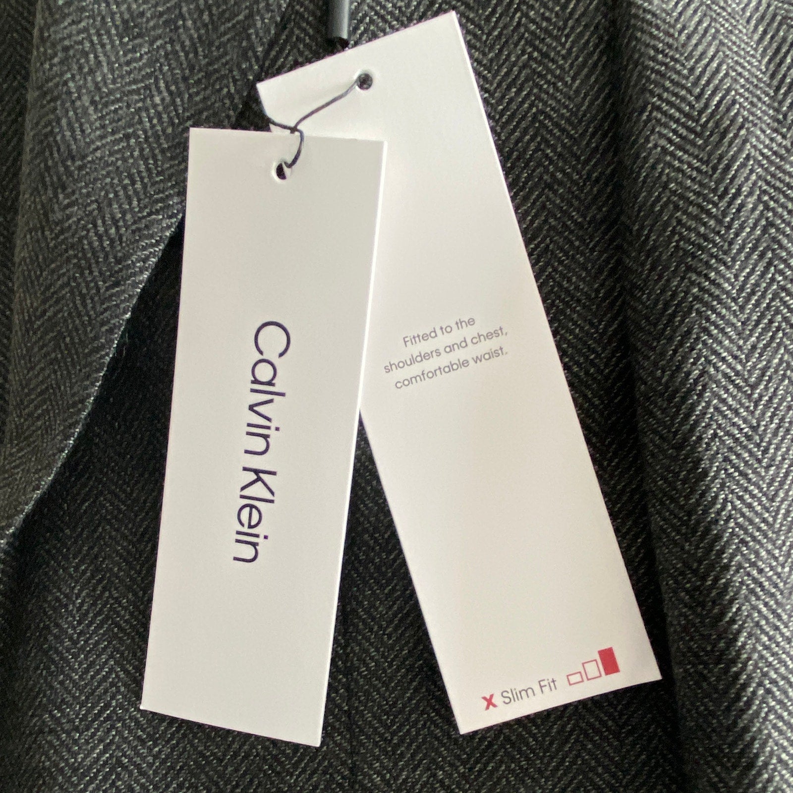 Calvin Klein Sport Coat Slim-Fit Wool Black/White Herringbone Men's 40 Long