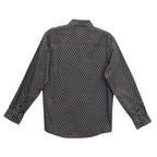 Alfani Dress Shirt Men's Medium Button-Up Cotton Long Sleeve Black Geo Print