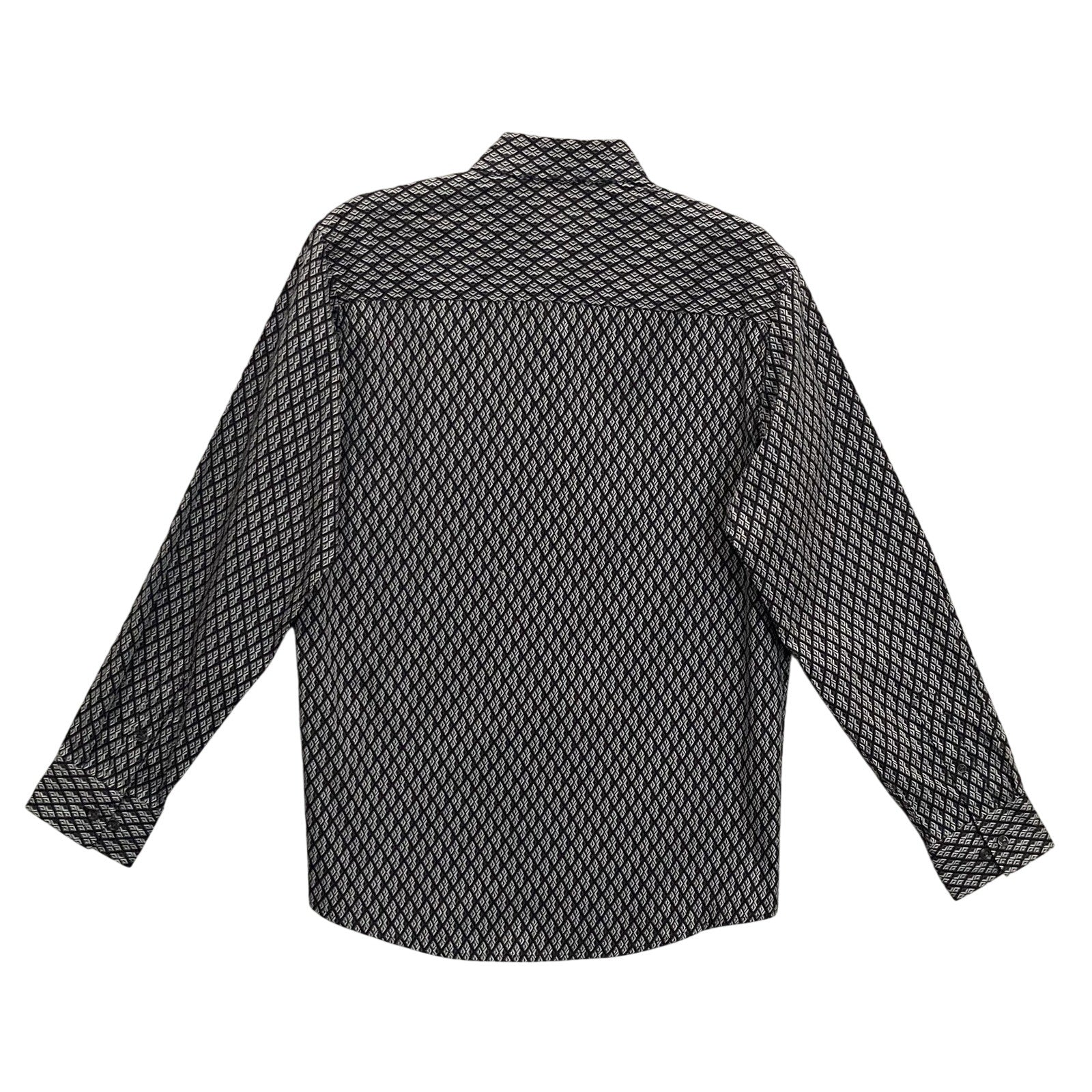 Alfani Dress Shirt Men's Medium Button-Up Cotton Long Sleeve Black Geo Print
