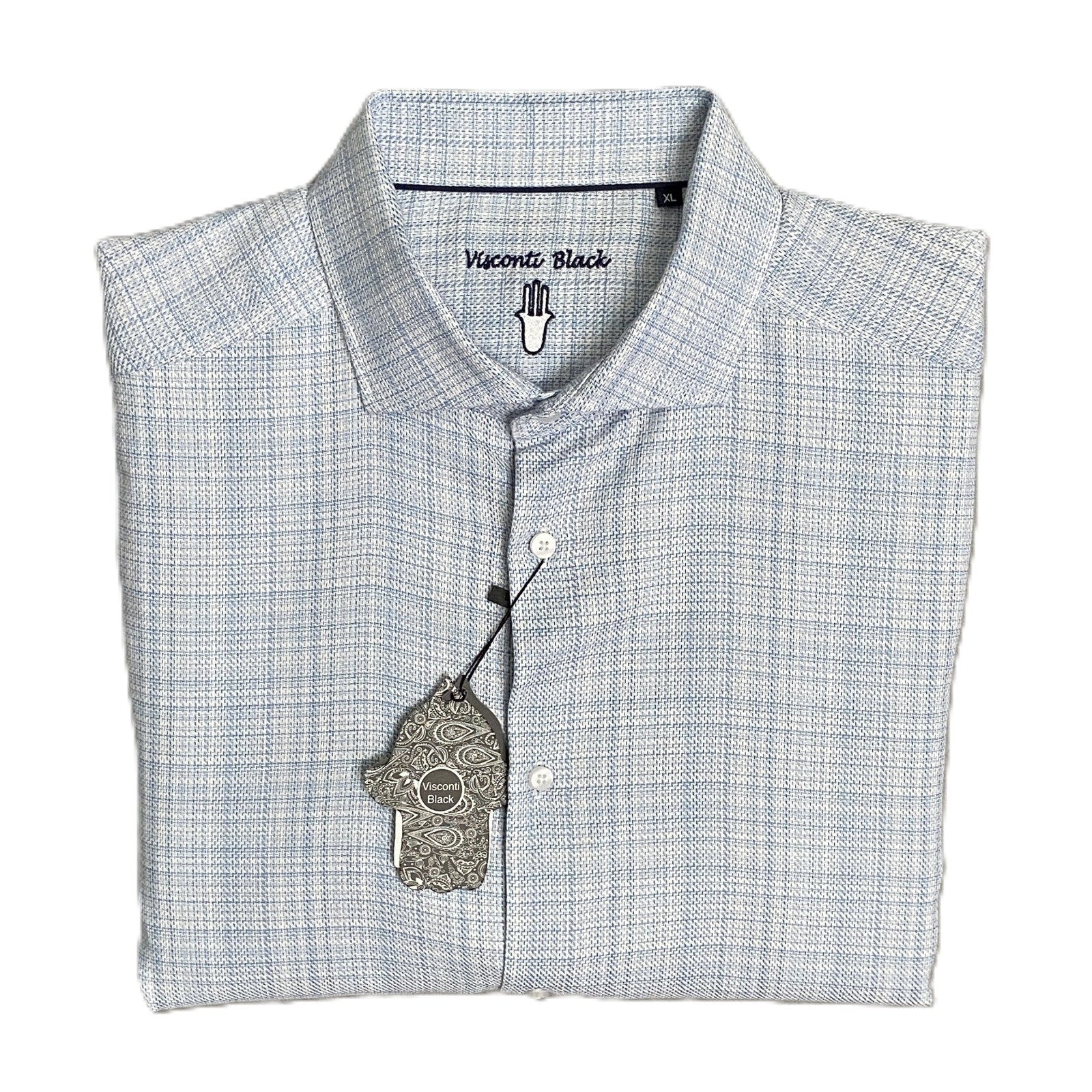 Visconti Black Men's XL Organic Cotton Long Sleeve Button Up Shirt White