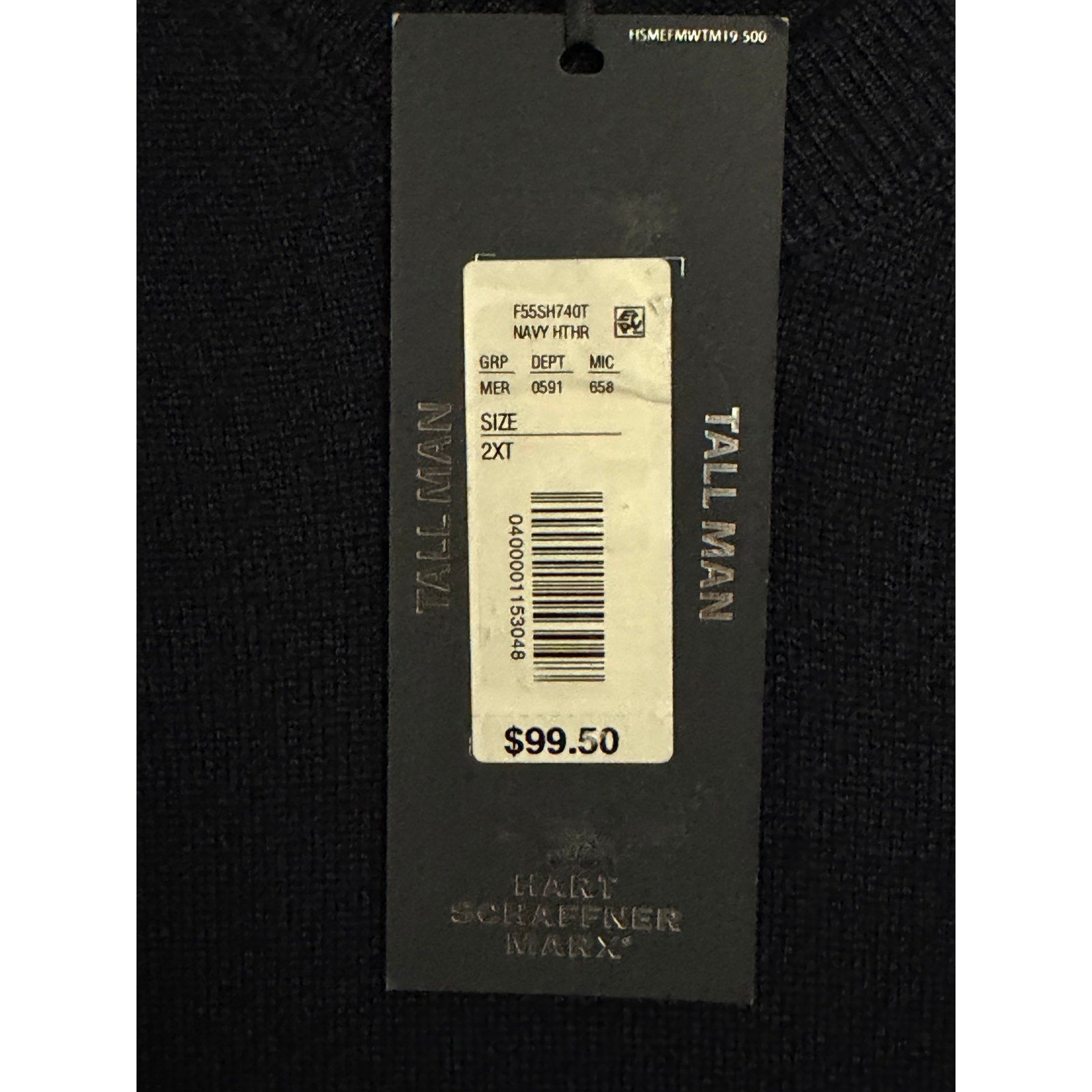 Hart Schaffner Marx Sweater Vest Men's 2XT Big & Tall Wool Navy Heather