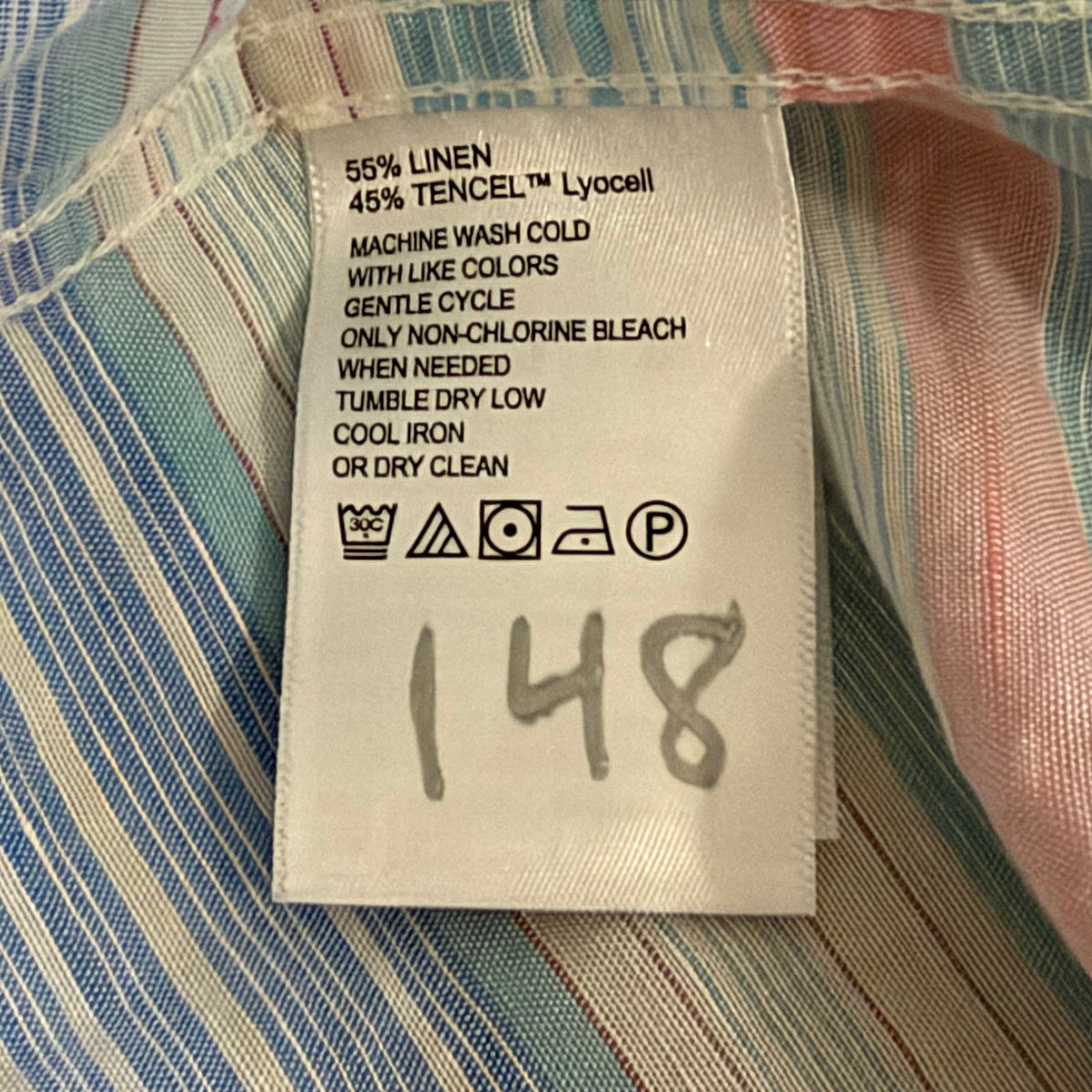 Tommy Bahama Shirt Men's XL Sand Linen Los Bellos Stripe Baja Bright Peach