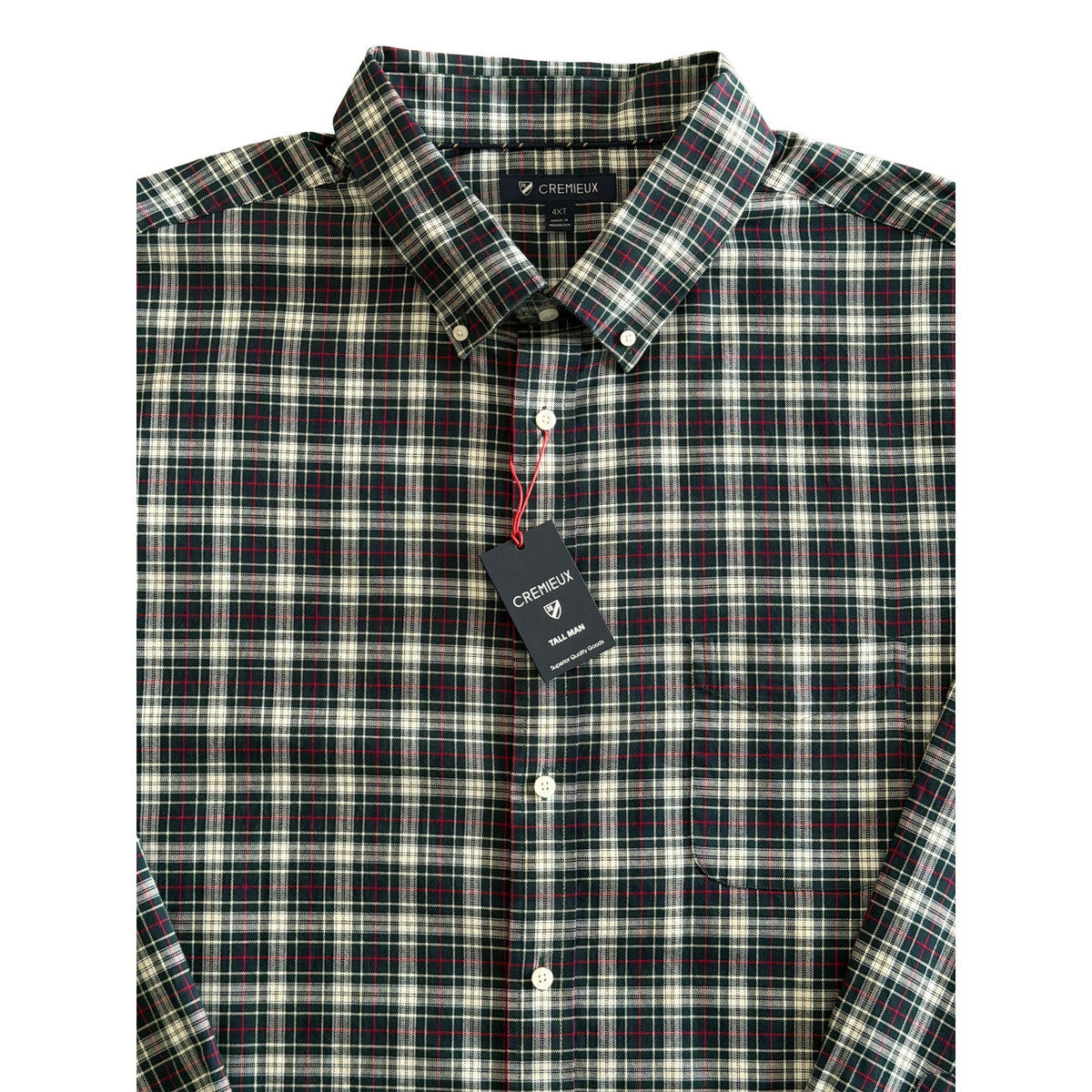 Daniel Cremieux Dress Shirt Men's 4XT Big & Tall Button-Down Stretch Plaid