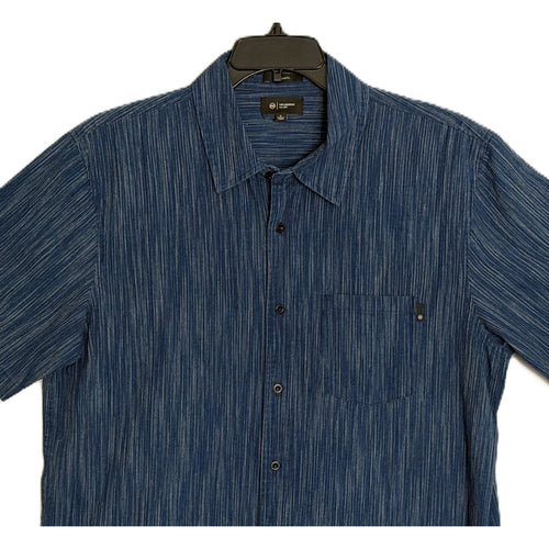 AG Los Angeles Shirt Men's Large Relaxed Fit Wesley Short Slv Button-Up Blue
