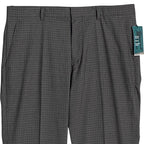 Perry Ellis Portfolio Pants Men's 34x32 Slim Fit Dress Pant Charcoal Gingham