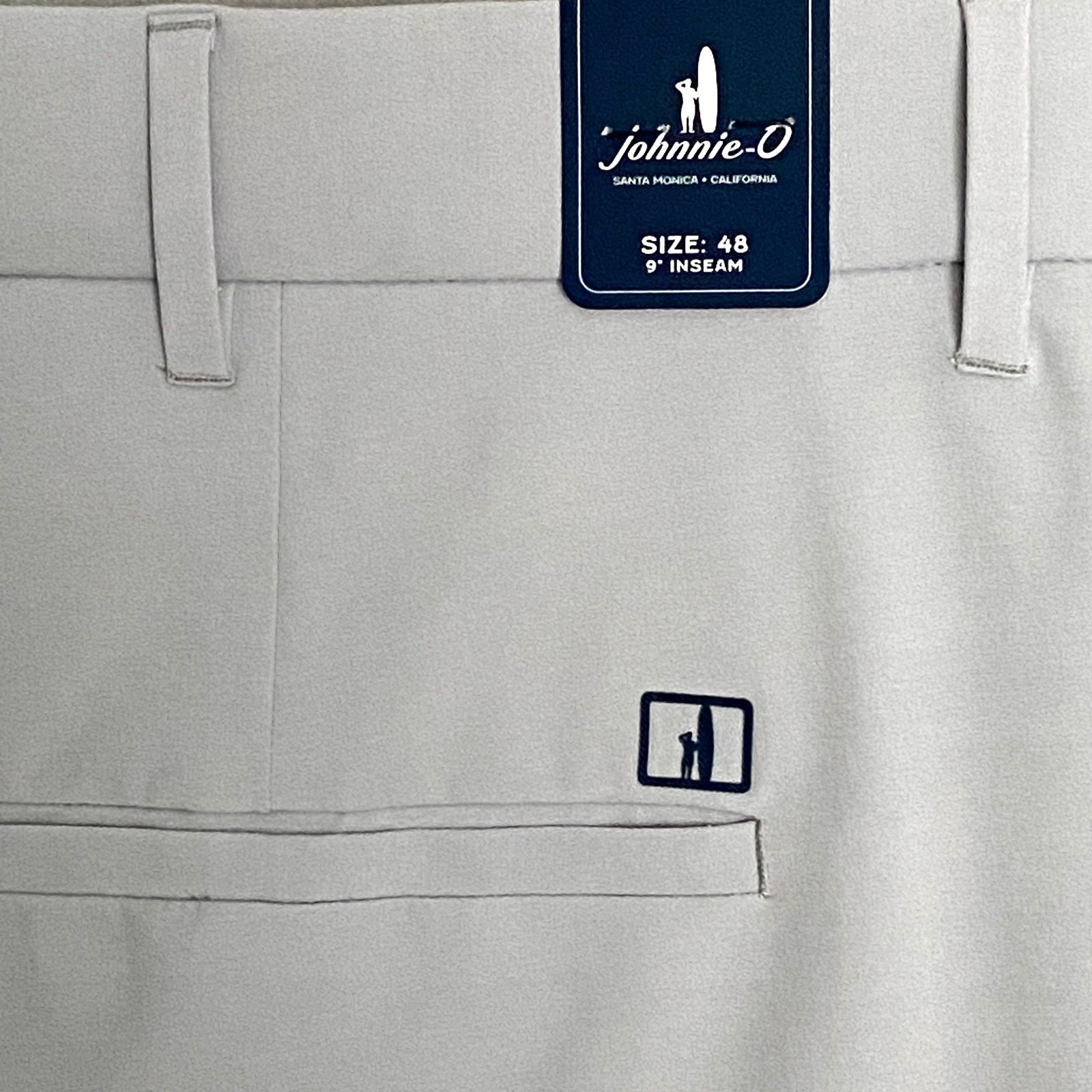 Johnnie-O Mulligan Shorts Men's 48W Big & Tall 9" Inseam Stretch Light Gray