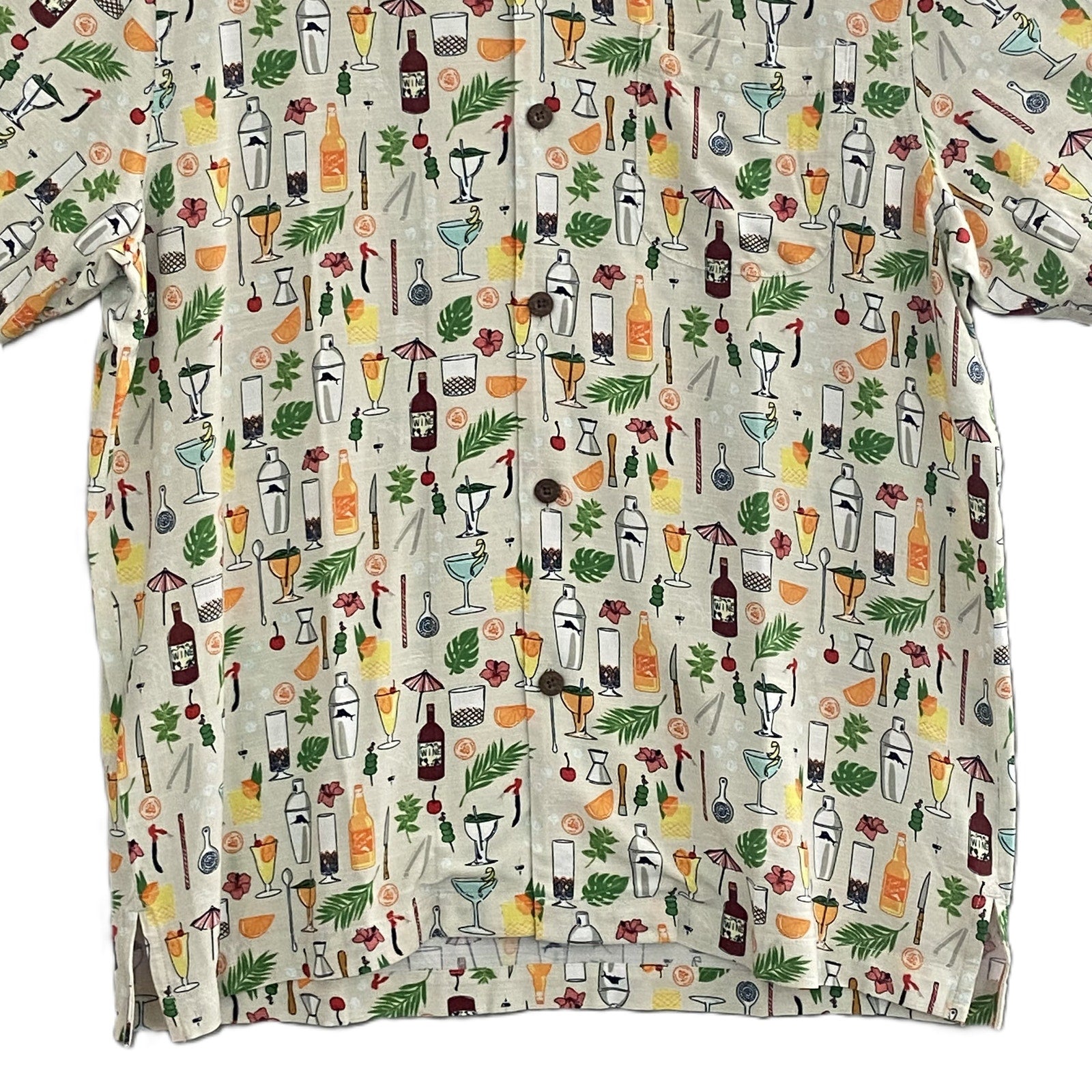 Tommy Bahama Shirt "The Veracruz Cay Lemon Lounge" Men's Medium Foggy Dew