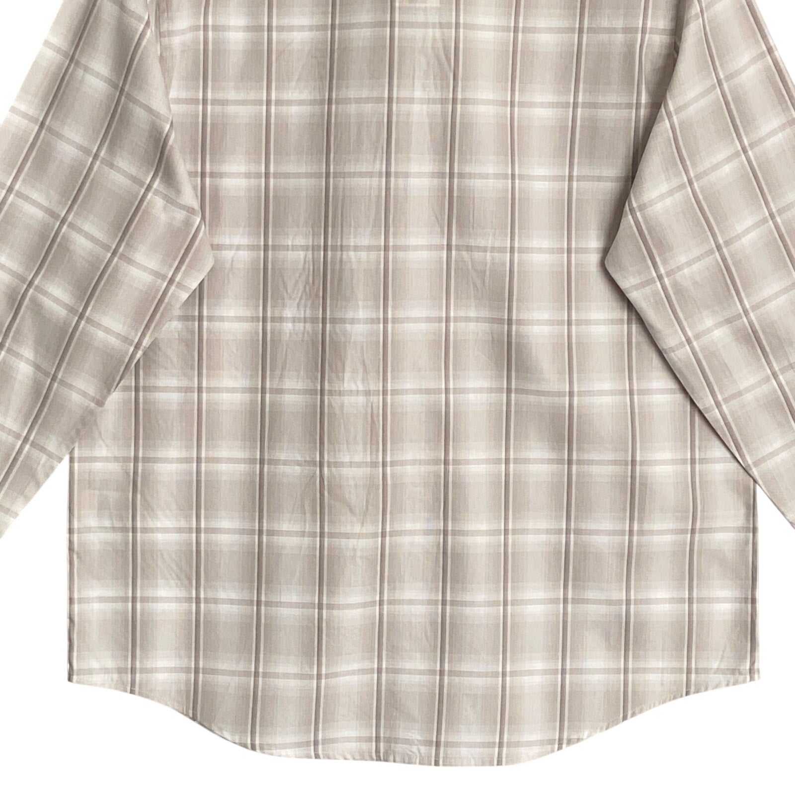 Alfani Dress Shirt Men's XXL Button-Up Shirt Light Brown Window Pane Cotton