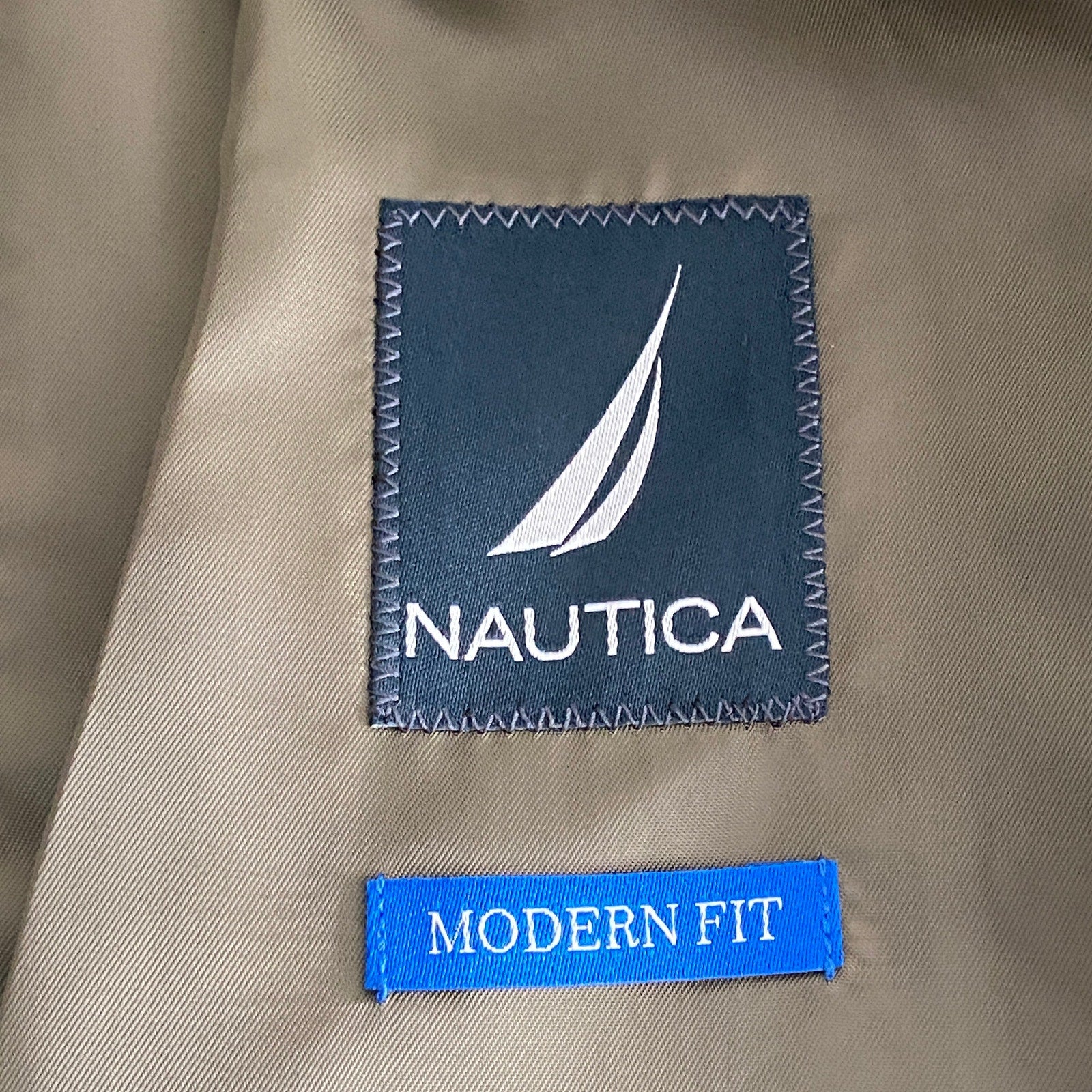 Nautica Men's Suit 40L 36W 2-Piece Suit Modern Fit Gaff Active Stretch Olive